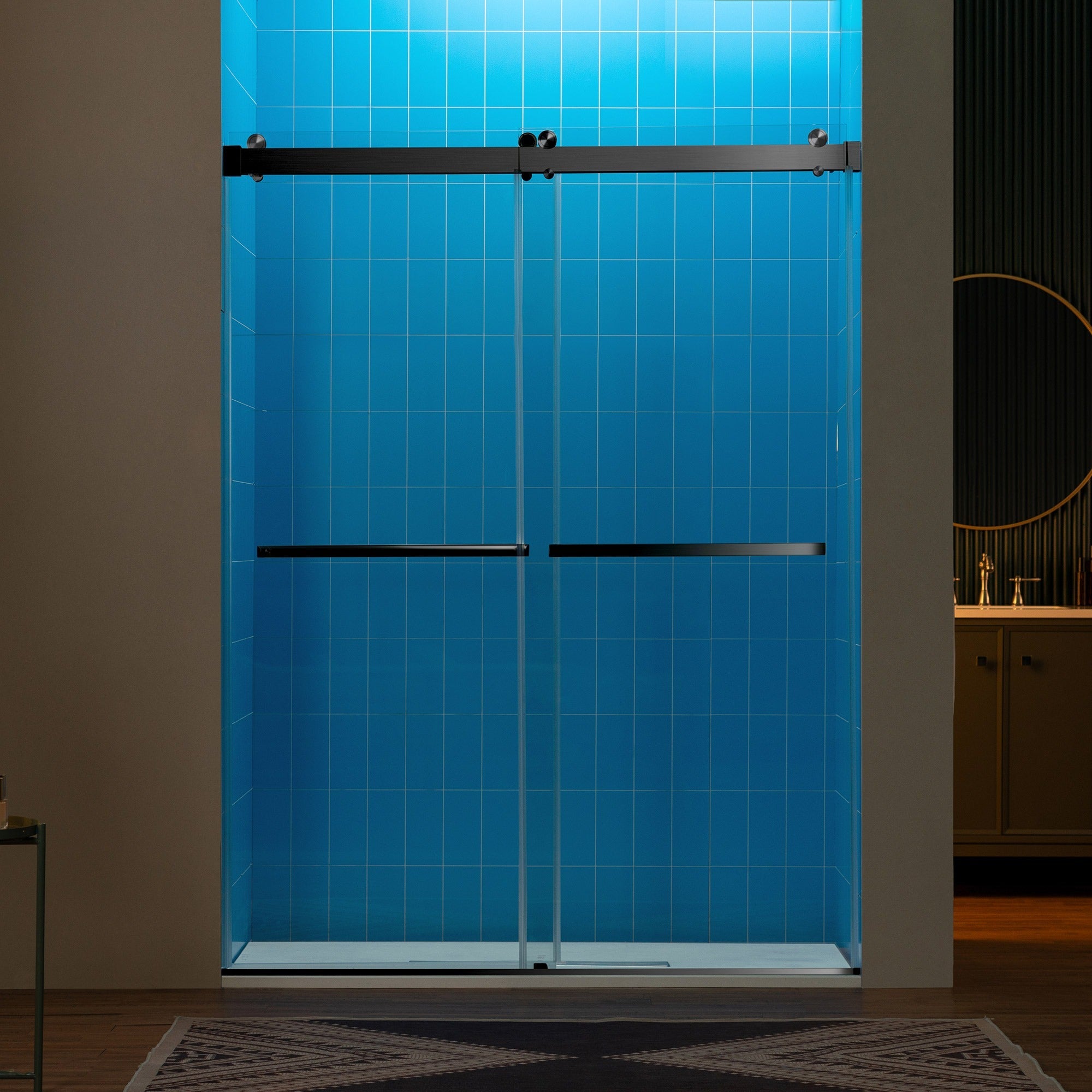 WOODBRIDGE Frameless Double Sliding Shower Door with Soft Close System, 57.5-60" Width x 80"Height with 3/8"(10mm) Clear Tempered Glass,REFT-6080