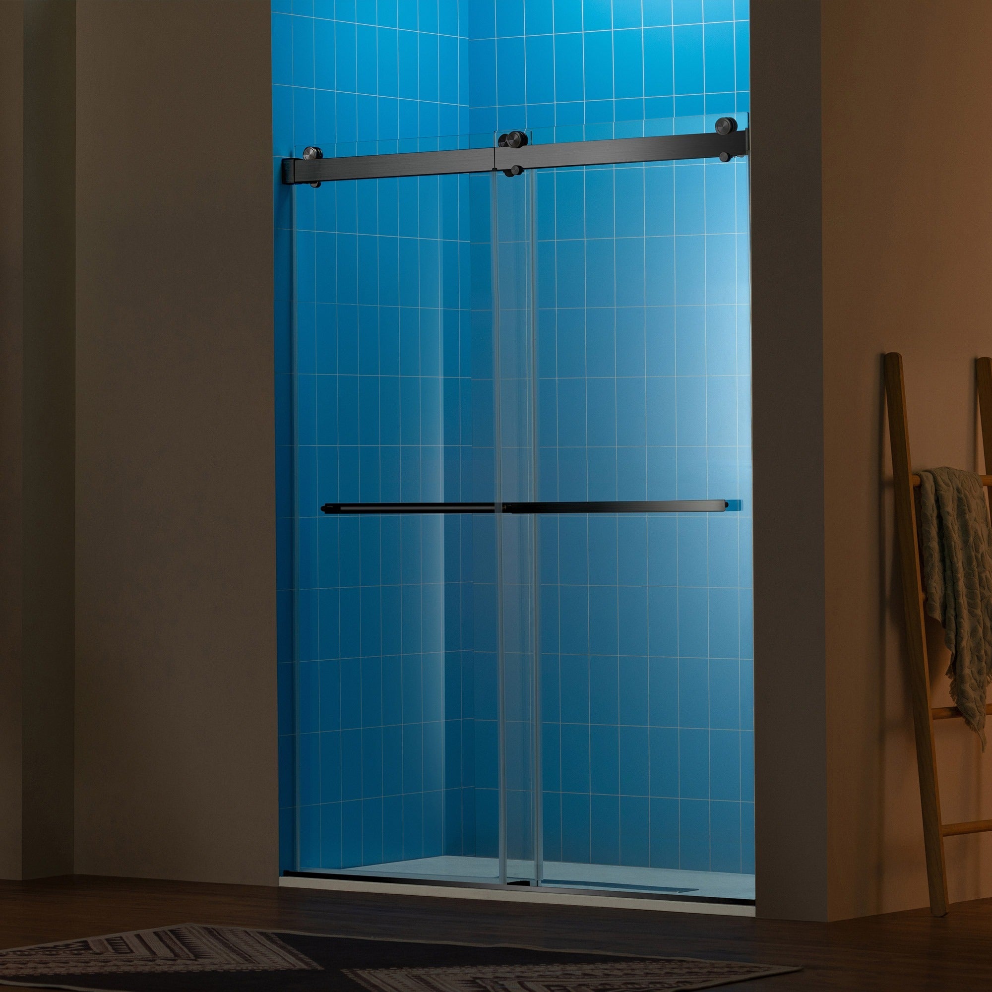 WOODBRIDGE Frameless Double Sliding Shower Door with Soft Close System, 57.5-60" Width x 80"Height with 3/8"(10mm) Clear Tempered Glass,REFT-6080