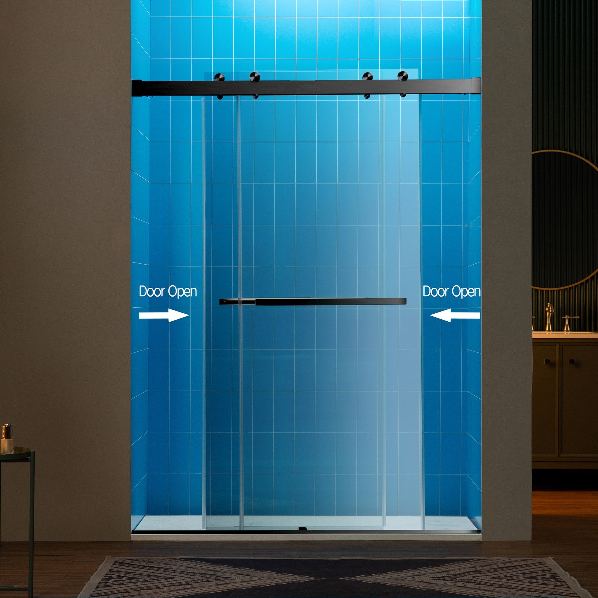 WOODBRIDGE Frameless Double Sliding Shower Door with Soft Close System, 57.5-60" Width x 80"Height with 3/8"(10mm) Clear Tempered Glass,REFT-6080