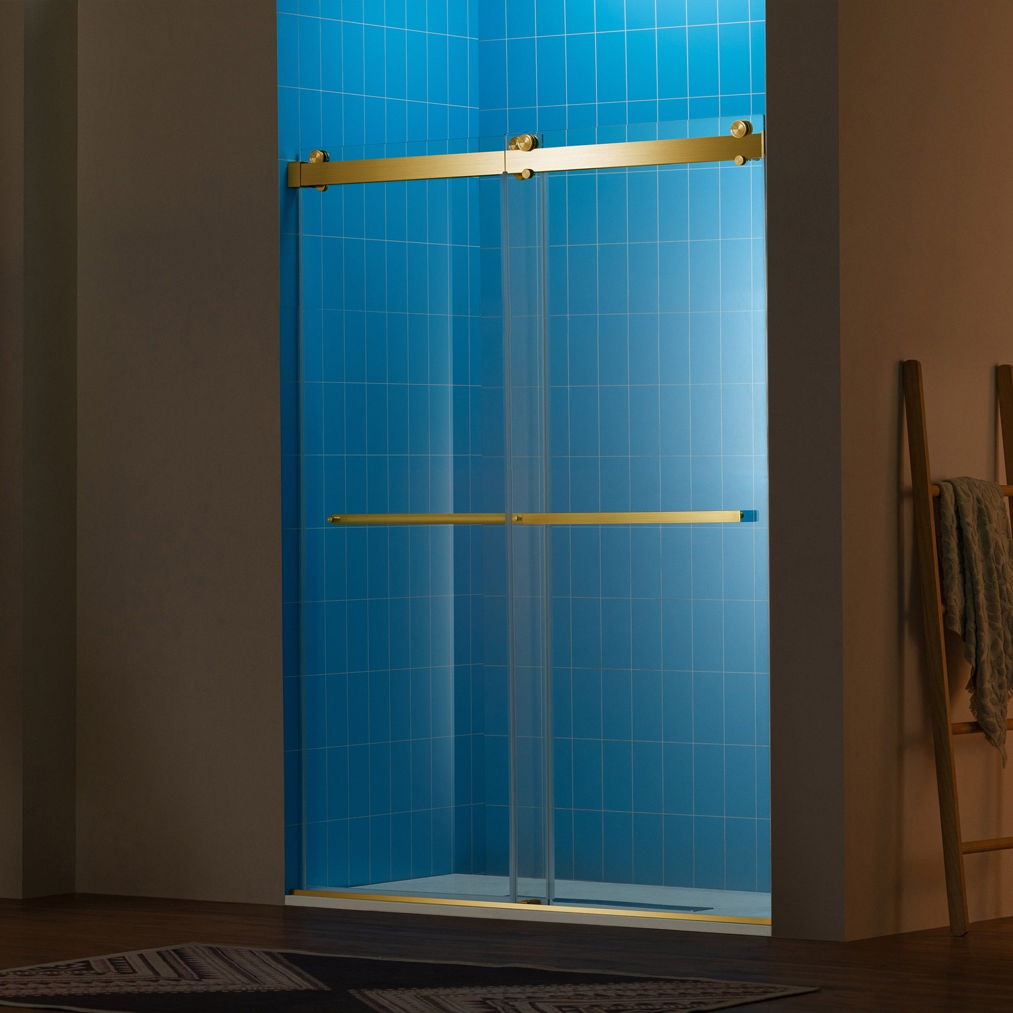 WOODBRIDGE Frameless Double Sliding Shower Door with Soft Close System, 57.5-60" Width x 80"Height with 3/8"(10mm) Clear Tempered Glass,REFT-6080
