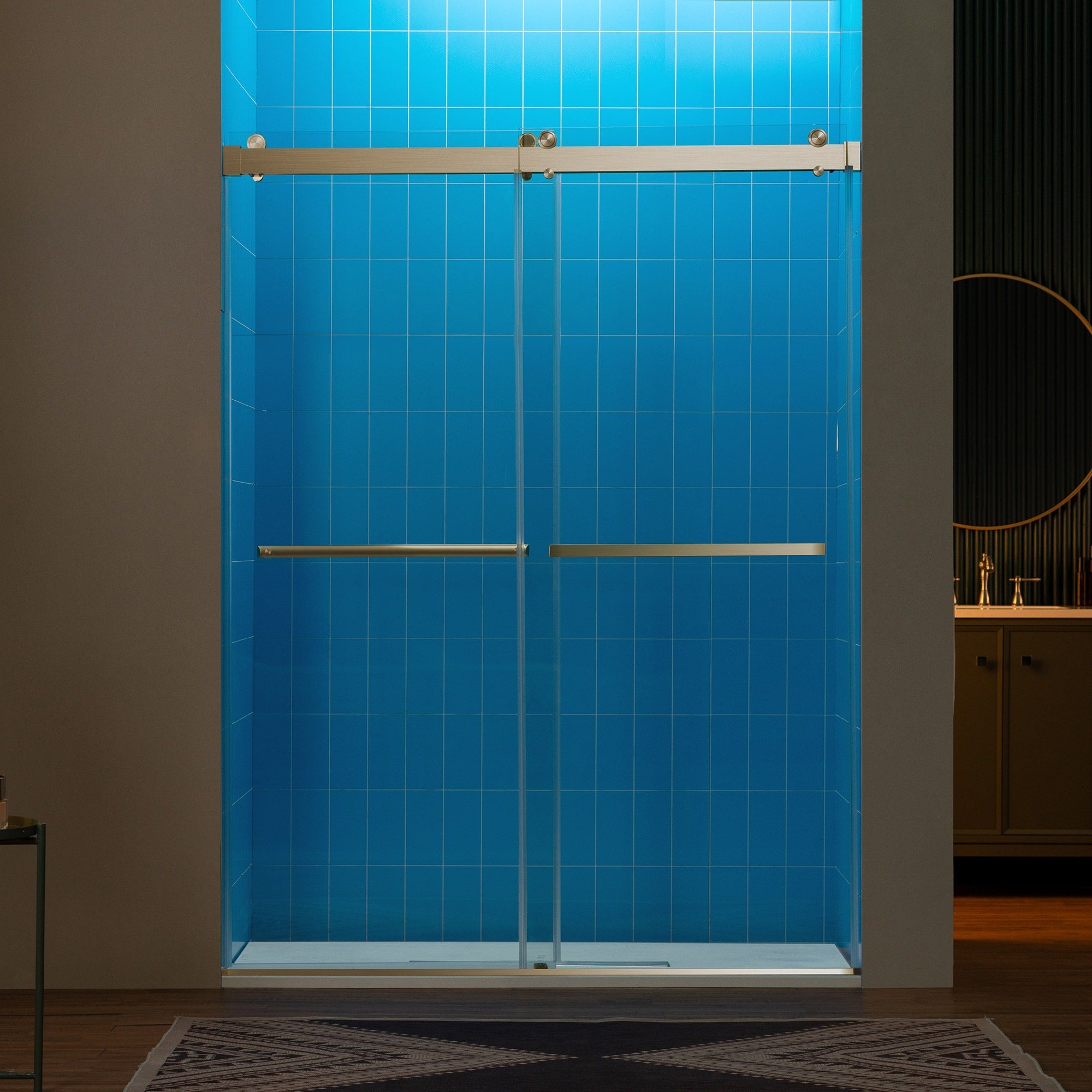 WOODBRIDGE Frameless Double Sliding Shower Door with Soft Close System, 57.5-60" Width x 80"Height with 3/8"(10mm) Clear Tempered Glass,REFT-6080