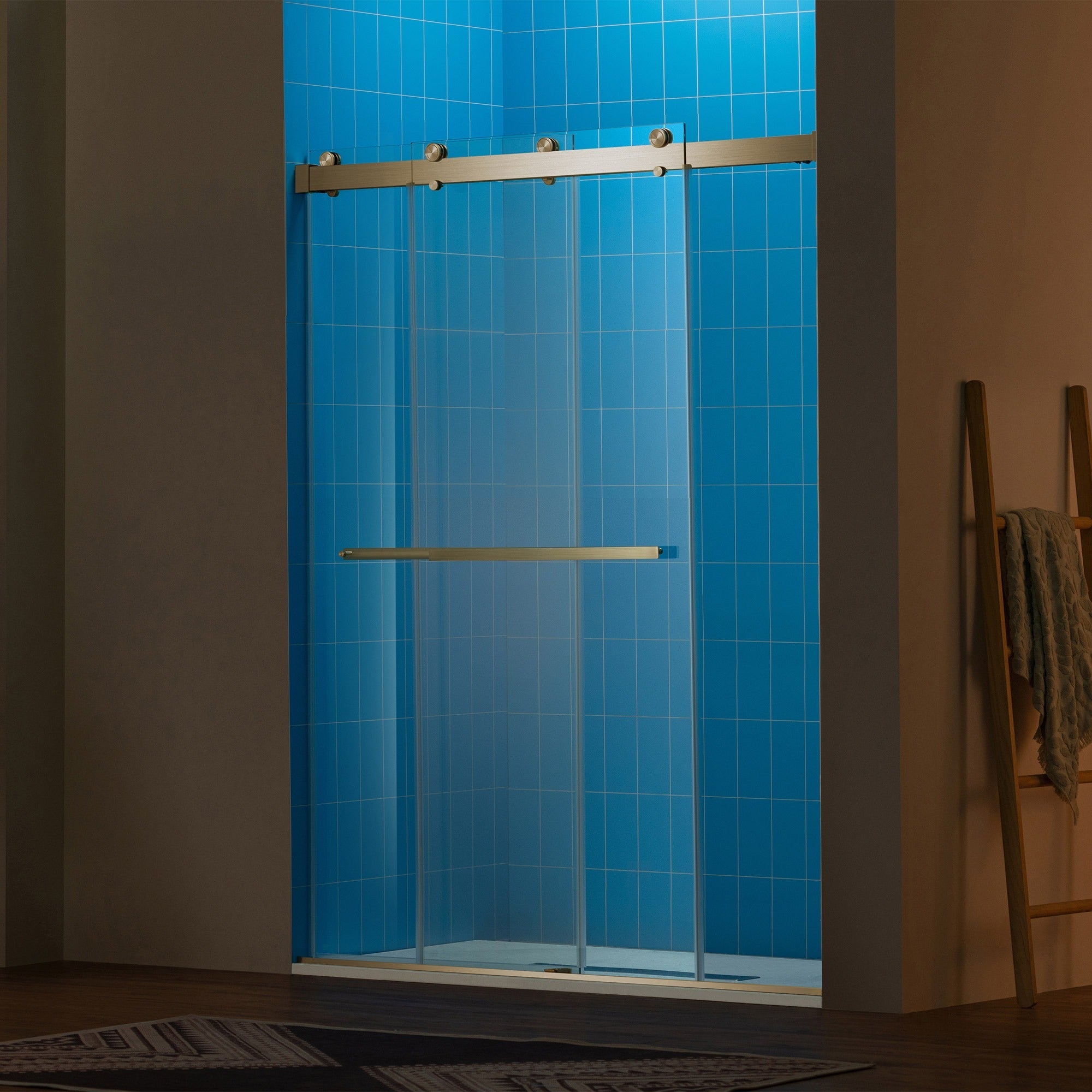 WOODBRIDGE Frameless Double Sliding Shower Door with Soft Close System, 57.5-60" Width x 80"Height with 3/8"(10mm) Clear Tempered Glass,REFT-6080