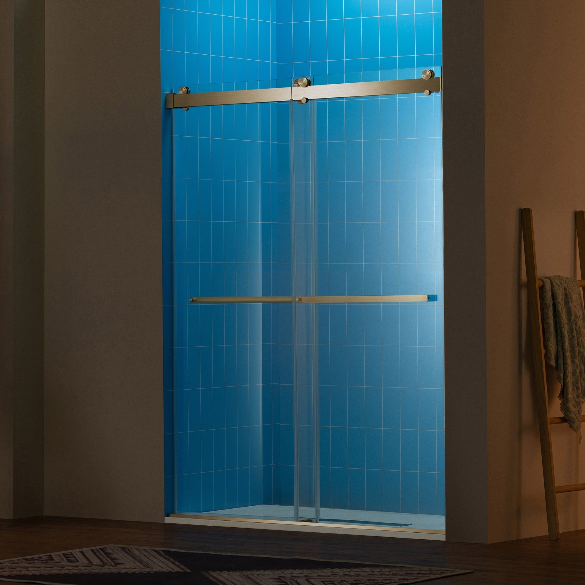 WOODBRIDGE Frameless Double Sliding Shower Door with Soft Close System, 57.5-60" Width x 80"Height with 3/8"(10mm) Clear Tempered Glass,REFT-6080