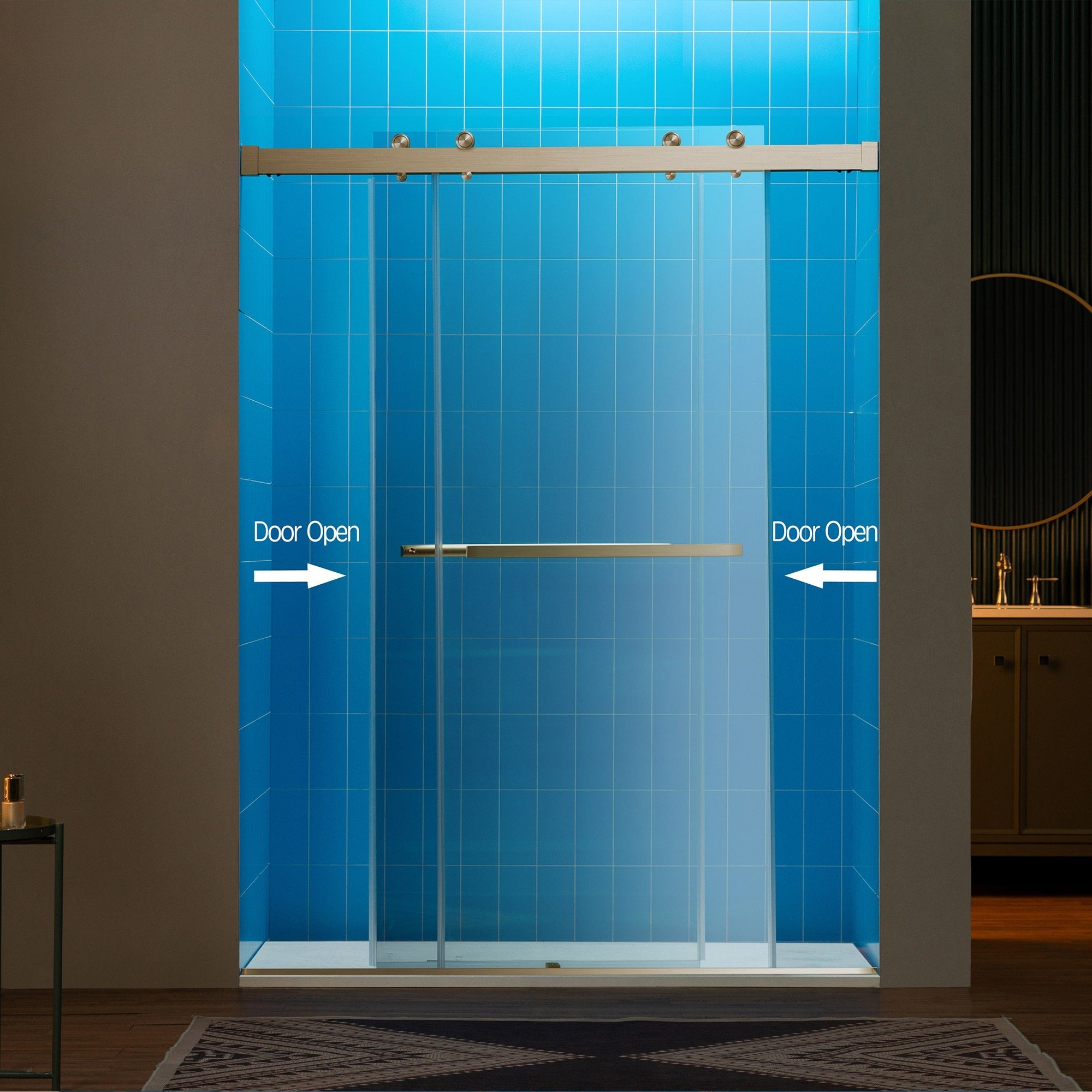 WOODBRIDGE Frameless Double Sliding Shower Door with Soft Close System, 57.5-60" Width x 80"Height with 3/8"(10mm) Clear Tempered Glass,REFT-6080