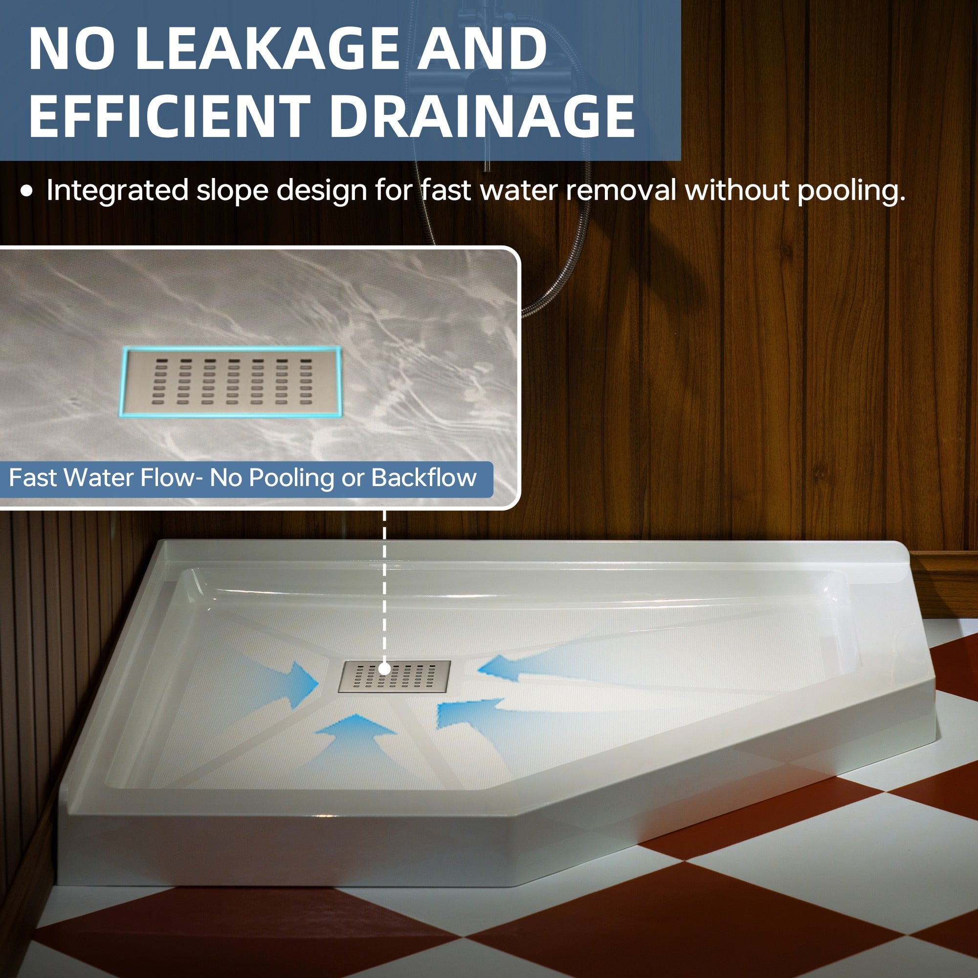 WOODBRIDGE 34 in. x 34 in. Solid Surface Neo-Angle Shower Base Pan in White with Drain Cover