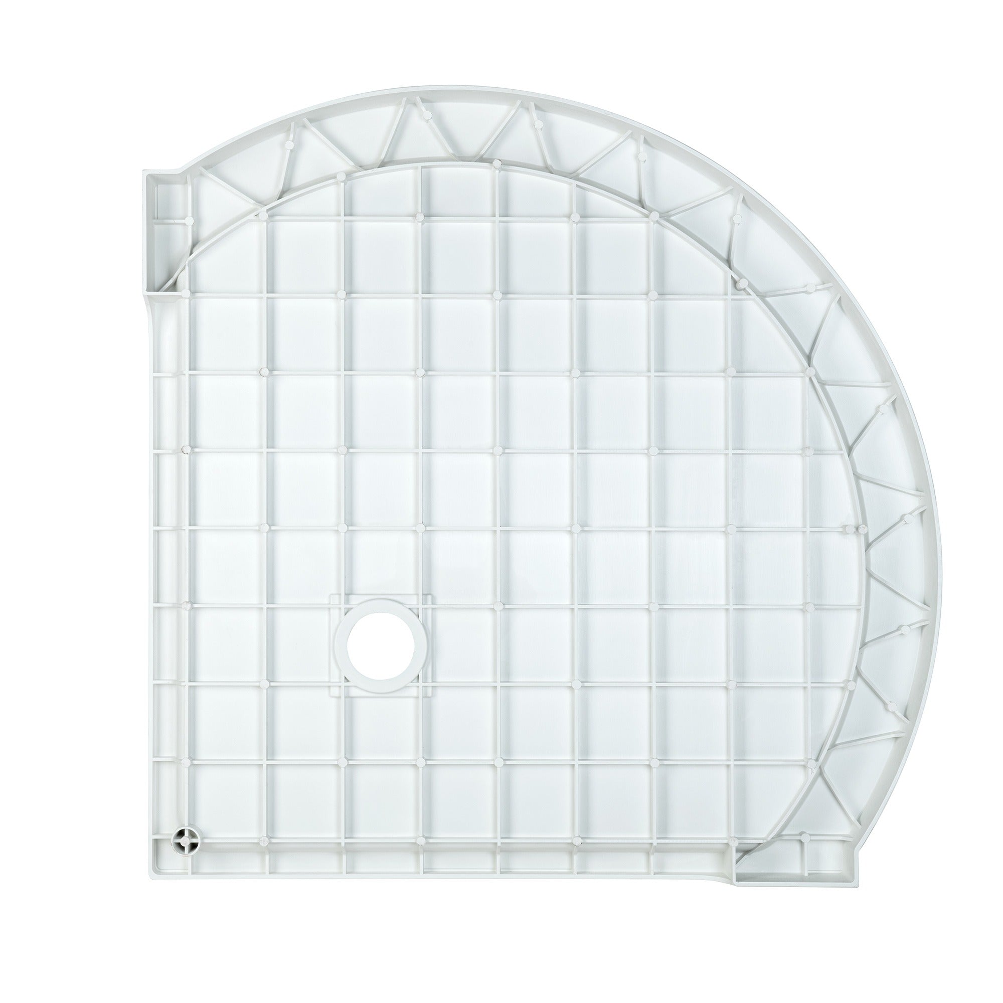 WOODBRIDGE 36 in. x 36 in. Round Corner Solid Surface Neo-Angle Shower Base Pan in White with Drain Cover