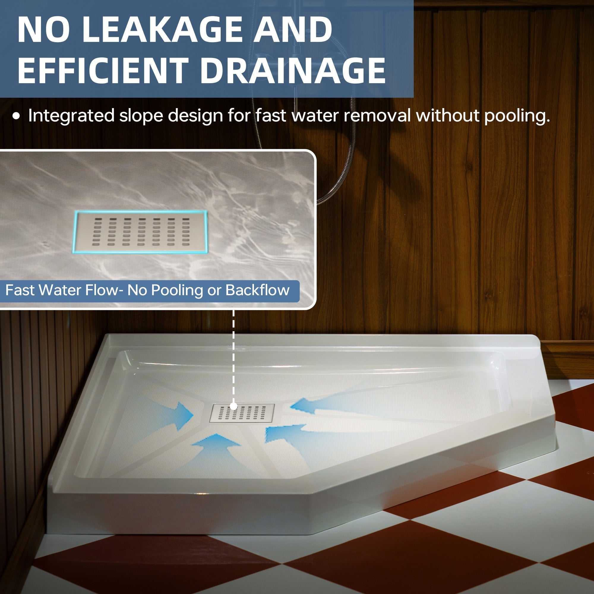 WOODBRIDGE 34 in. x 34 in. Solid Surface Neo-Angle Shower Base Pan in White with Drain Cover