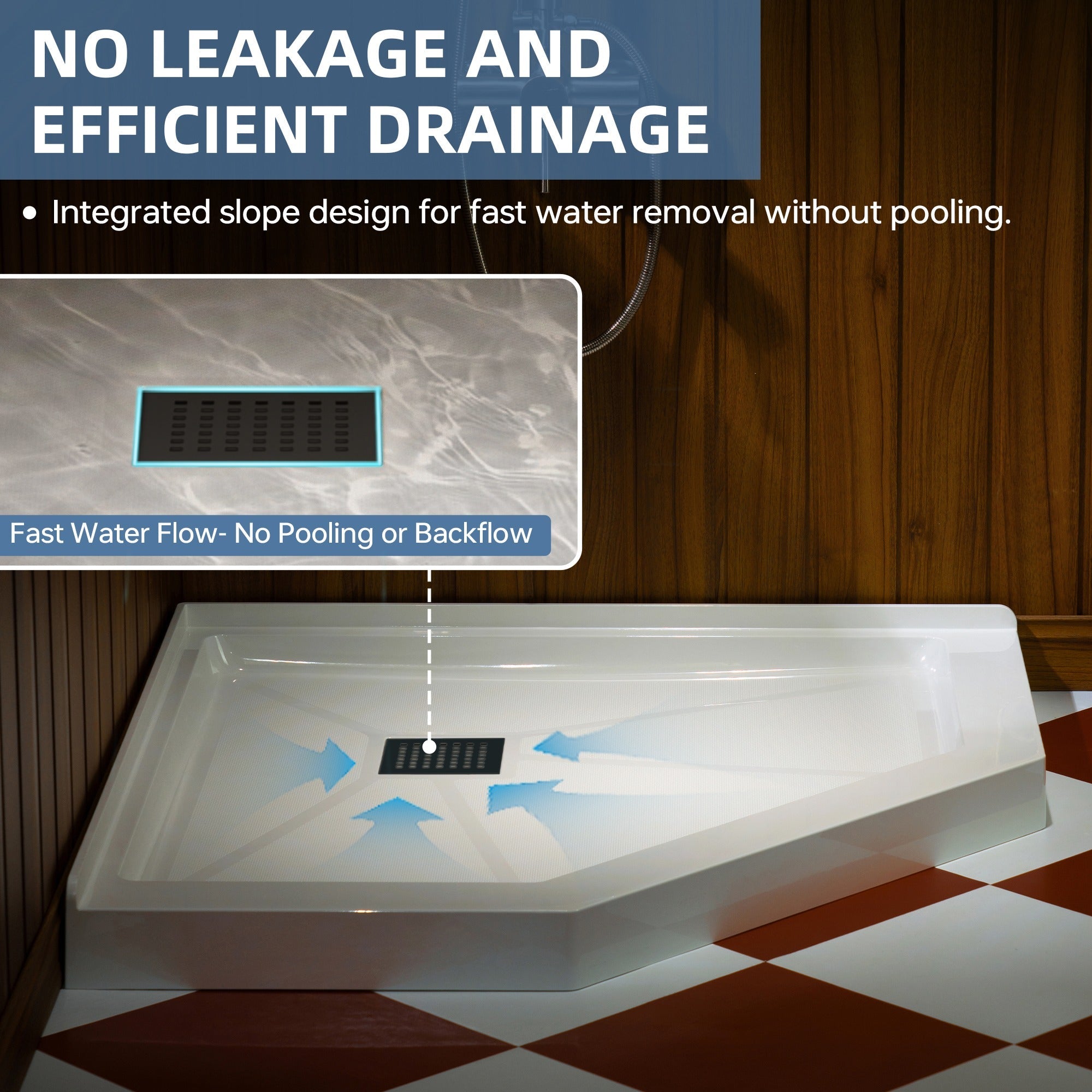 WOODBRIDGE 34 in. x 34 in. Solid Surface Neo-Angle Shower Base Pan in White with Drain Cover