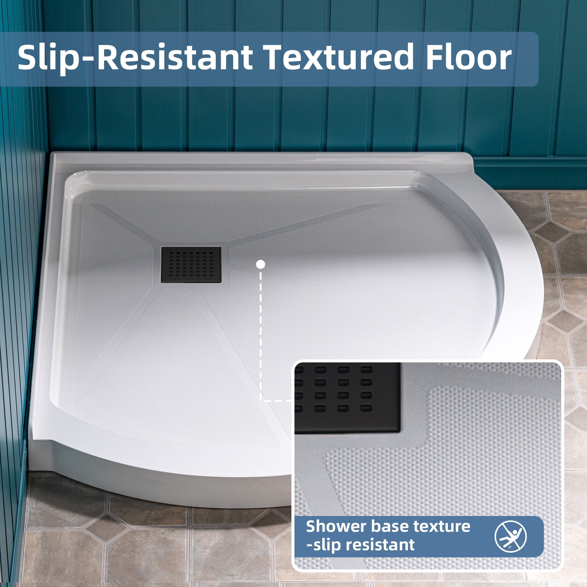 WOODBRIDGE 36 in. x 36 in. Round Corner Solid Surface Neo-Angle Shower Base Pan in White with Drain Cover