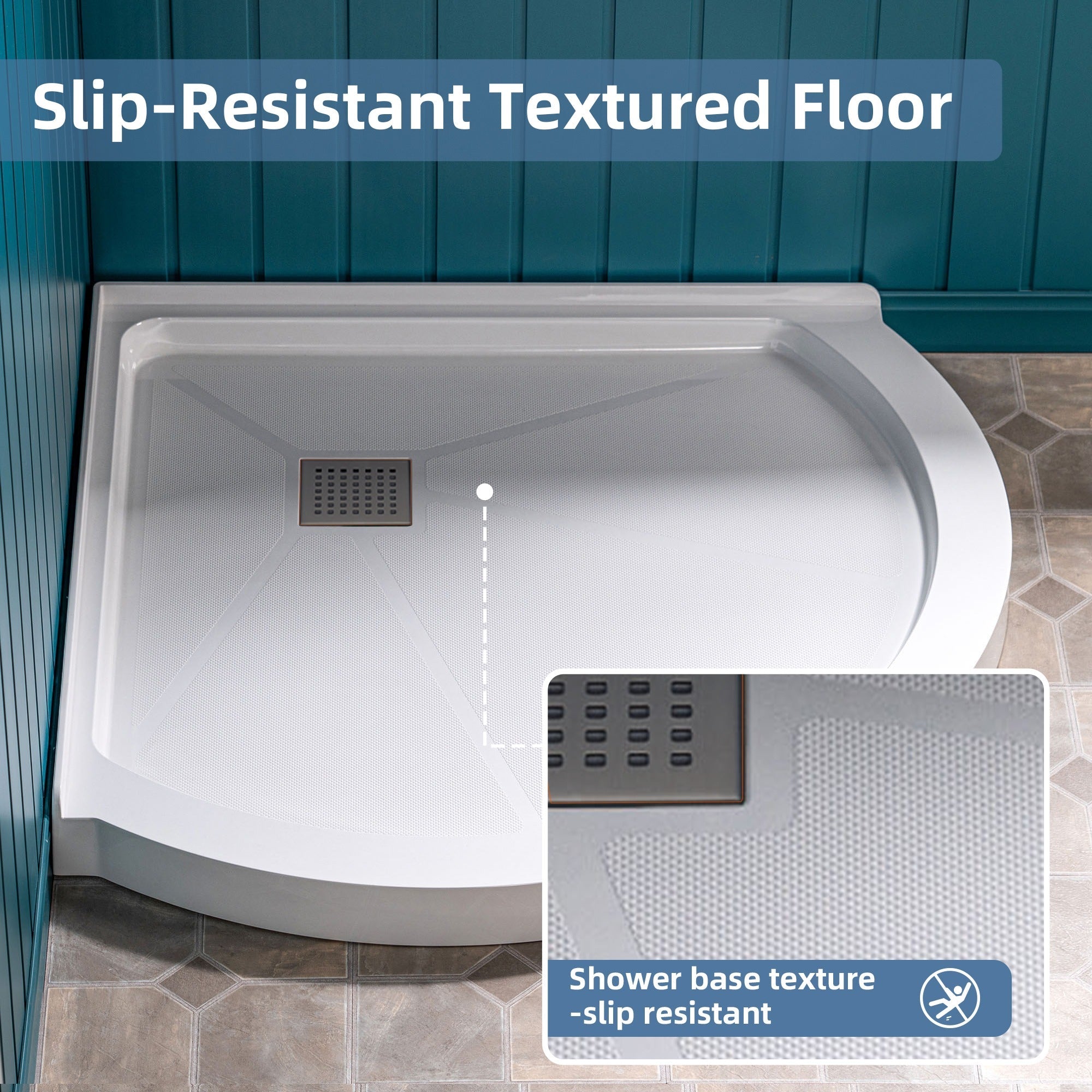 WOODBRIDGE 36 in. x 36 in. Round Corner Solid Surface Neo-Angle Shower Base Pan in White with Drain Cover