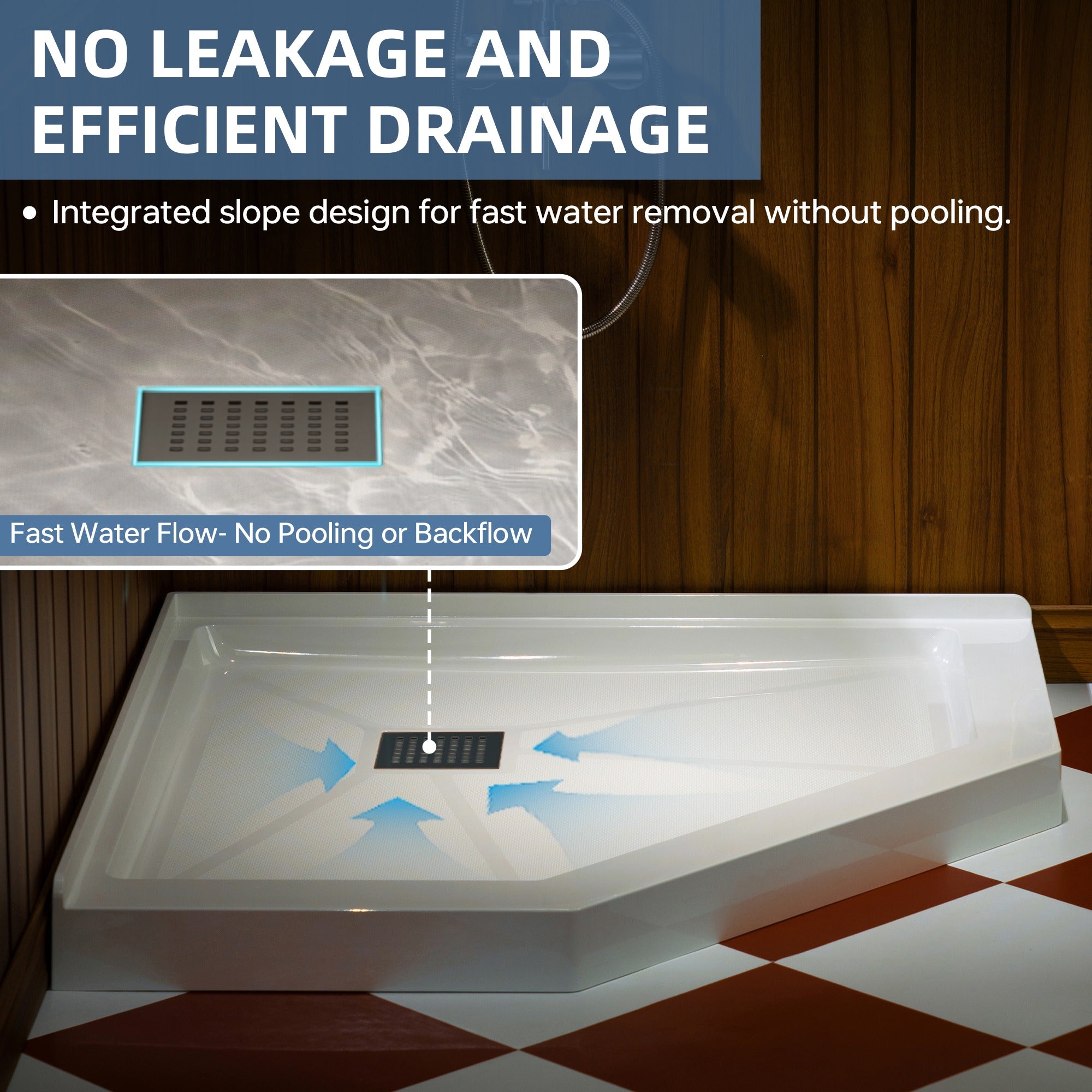 WOODBRIDGE 34 in. x 34 in. Solid Surface Neo-Angle Shower Base Pan in White with Drain Cover
