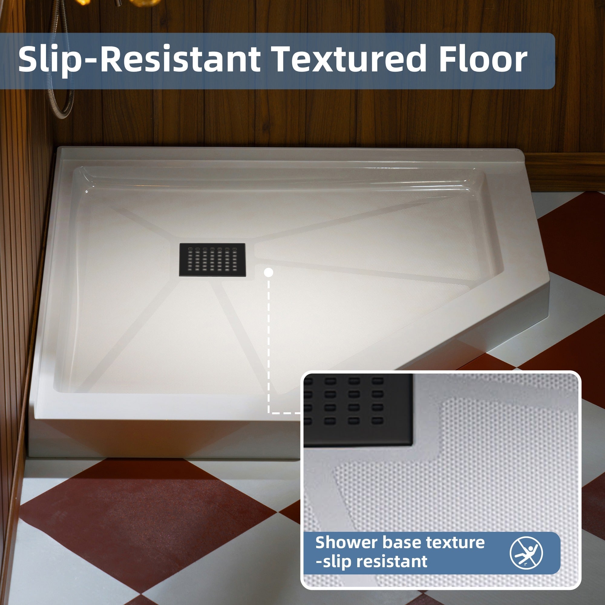WOODBRIDGE 36 in. x 36 in. Solid Surface Neo-Angle Shower Base Pan in White with Drain Cover