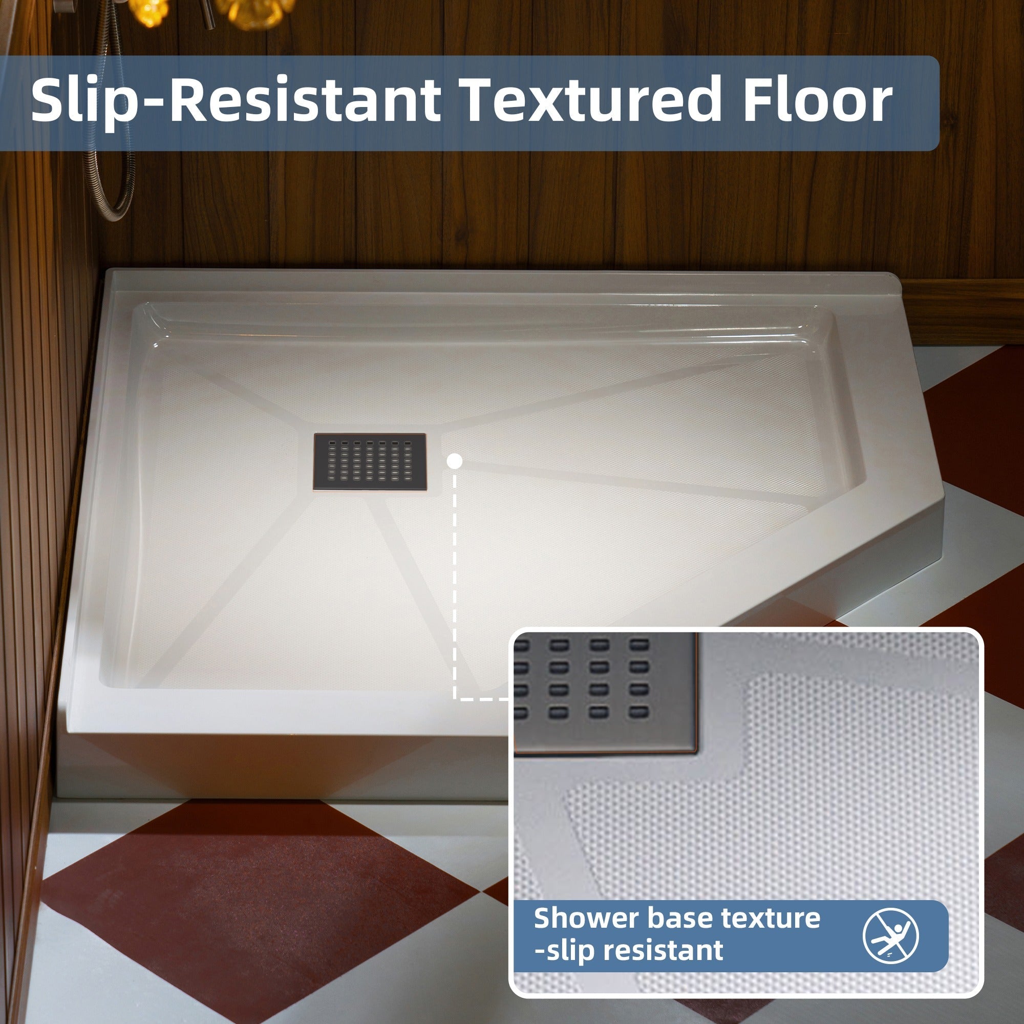 WOODBRIDGE 38 in. x 38 in. Solid Surface Neo-Angle Shower Base Pan in White with Drain Cover