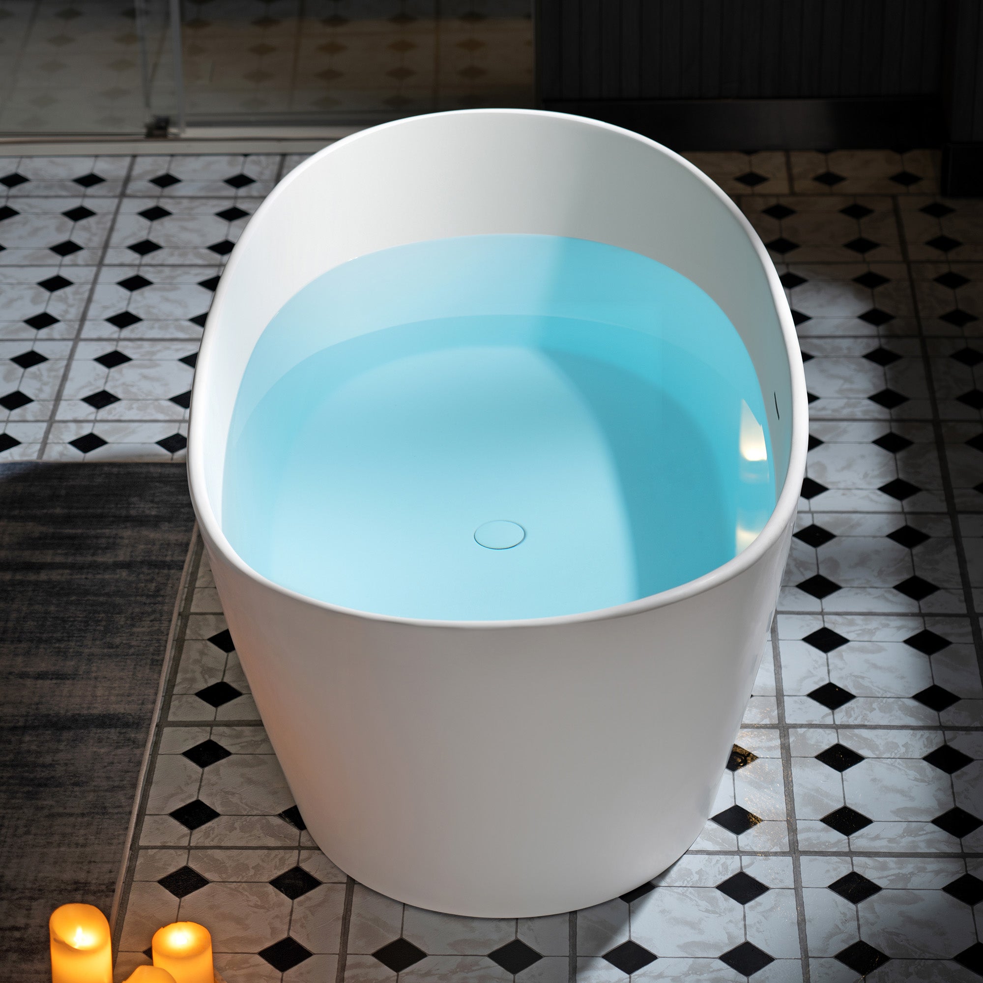 WOODBRIDGE EST0606 59" x 33-1/2" Solid Surface Stone Resin Freestanding Bathtub – Matte White