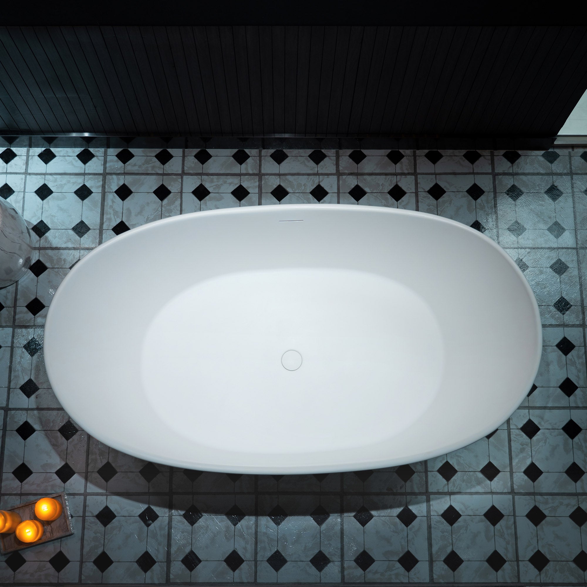 WOODBRIDGE EST0606 59" x 33-1/2" Solid Surface Stone Resin Freestanding Bathtub – Matte White