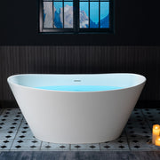 WOODBRIDGE EST0606 59" x 33-1/2" Solid Surface Stone Resin Freestanding Bathtub – Matte White