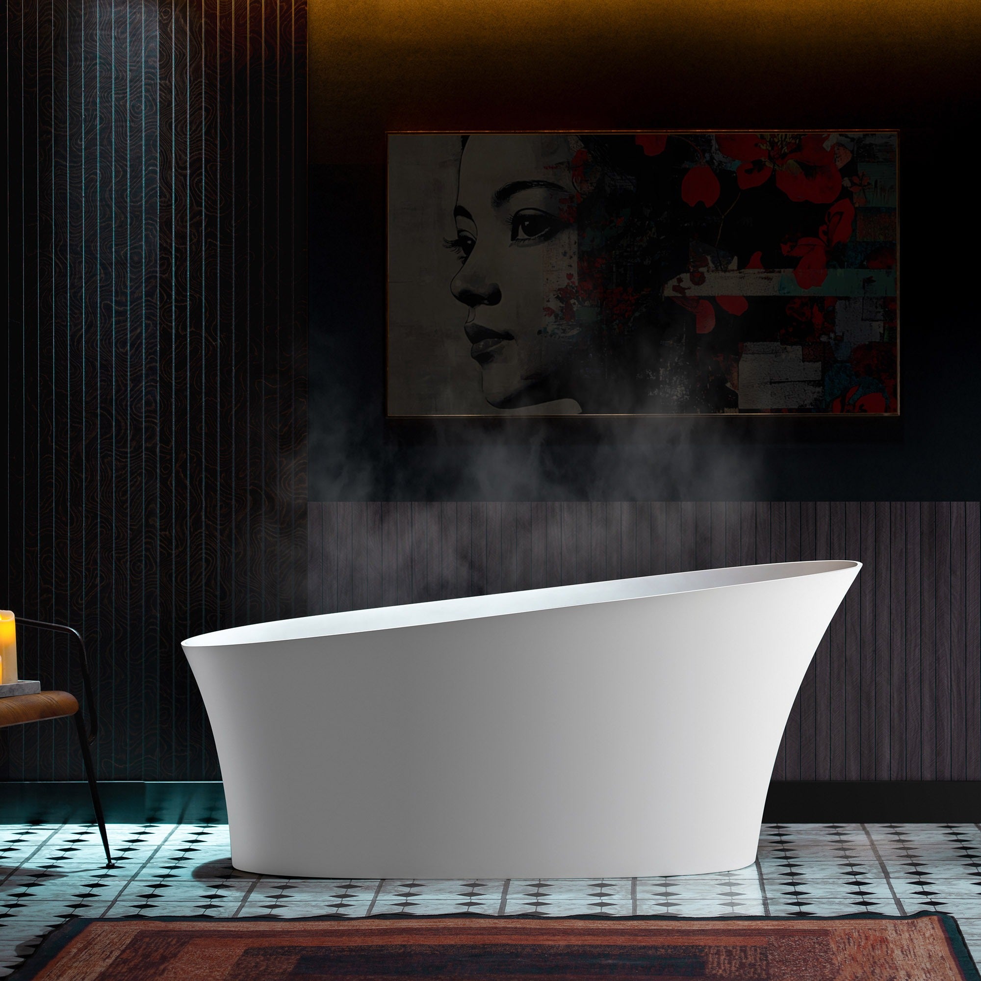 WOODBRIDGE 66-7/8" L x 29-1/2" W Luxury Contemporary Solid Surface Stone Resin Freestanding Bathtub in Matte White