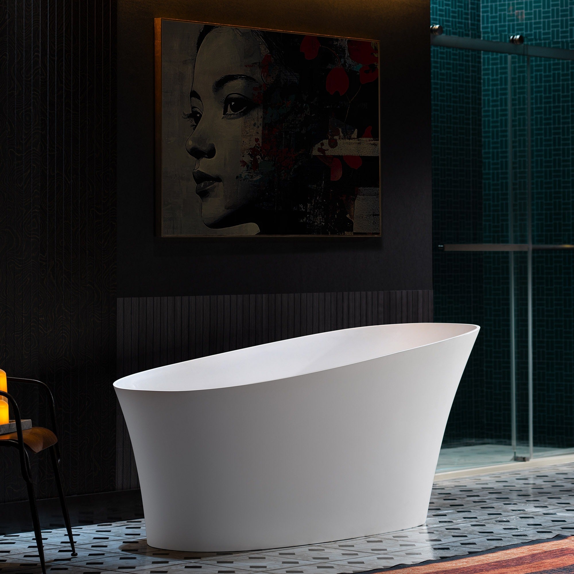 WOODBRIDGE 66-7/8" L x 29-1/2" W Luxury Contemporary Solid Surface Stone Resin Freestanding Bathtub in Matte White