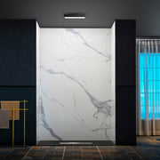 WOODBRIDGE 60" W x 75" H 3-Piece Solid Surface Tile Tub and Shower Wall Panel Surround Kit in Carrara White, Quick Install and Trimmable.