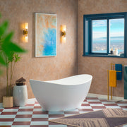 WOODBRIDGE 66-7/8" L x 31-1/2" W Luxury Contemporary Solid Surface Stone Resin Freestanding Bathtub in Matte White