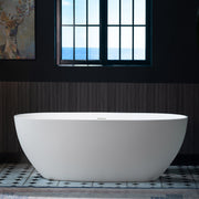 WOODBRIDGE 63" L x 28-3/8" W Luxury Contemporary Solid Surface Stone Resin Freestanding Bathtub in Matte White