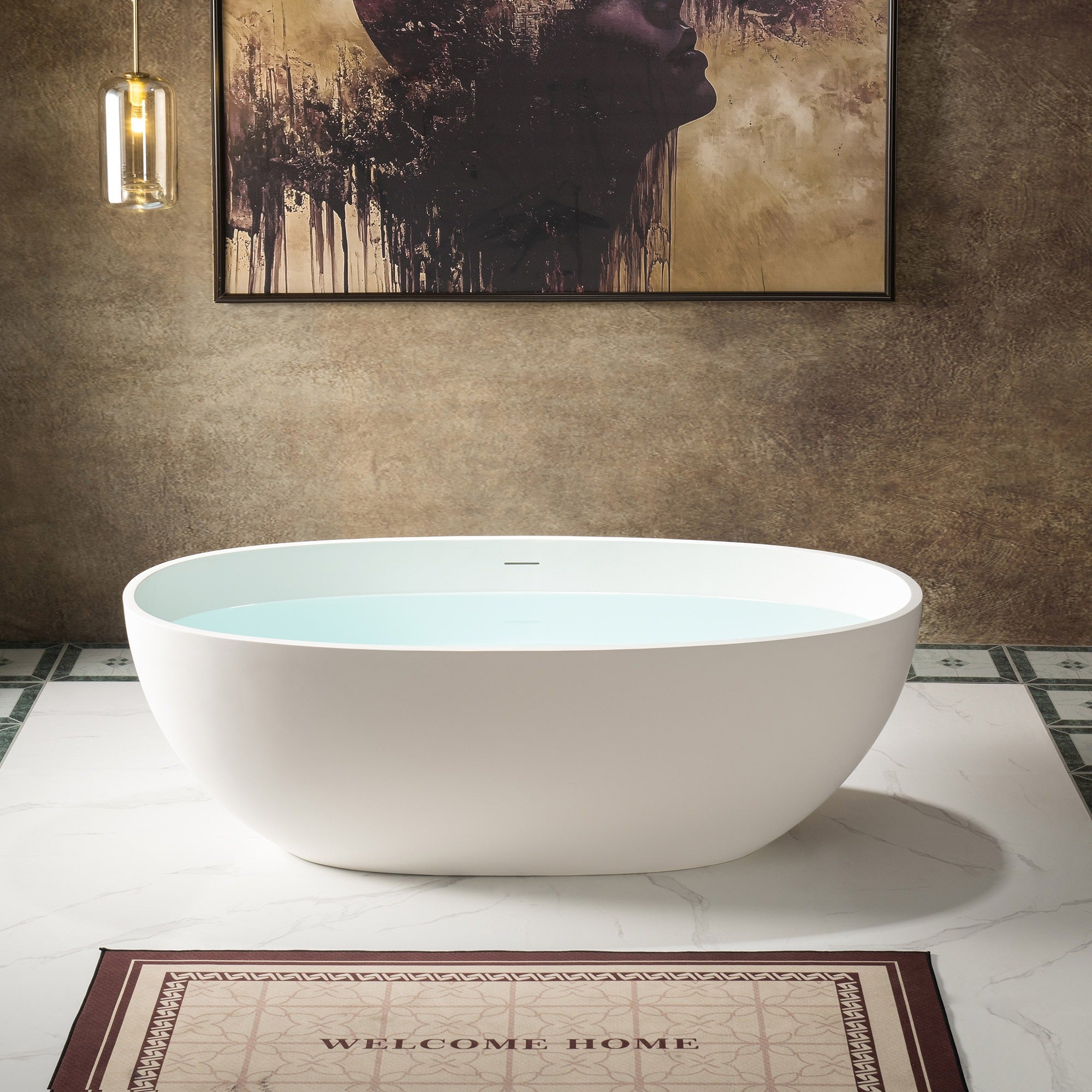 WOODBRIDGE 67 in. x 30.75 in. Luxury Contemporary Solid Surface Freestanding Bathtub in Matte White