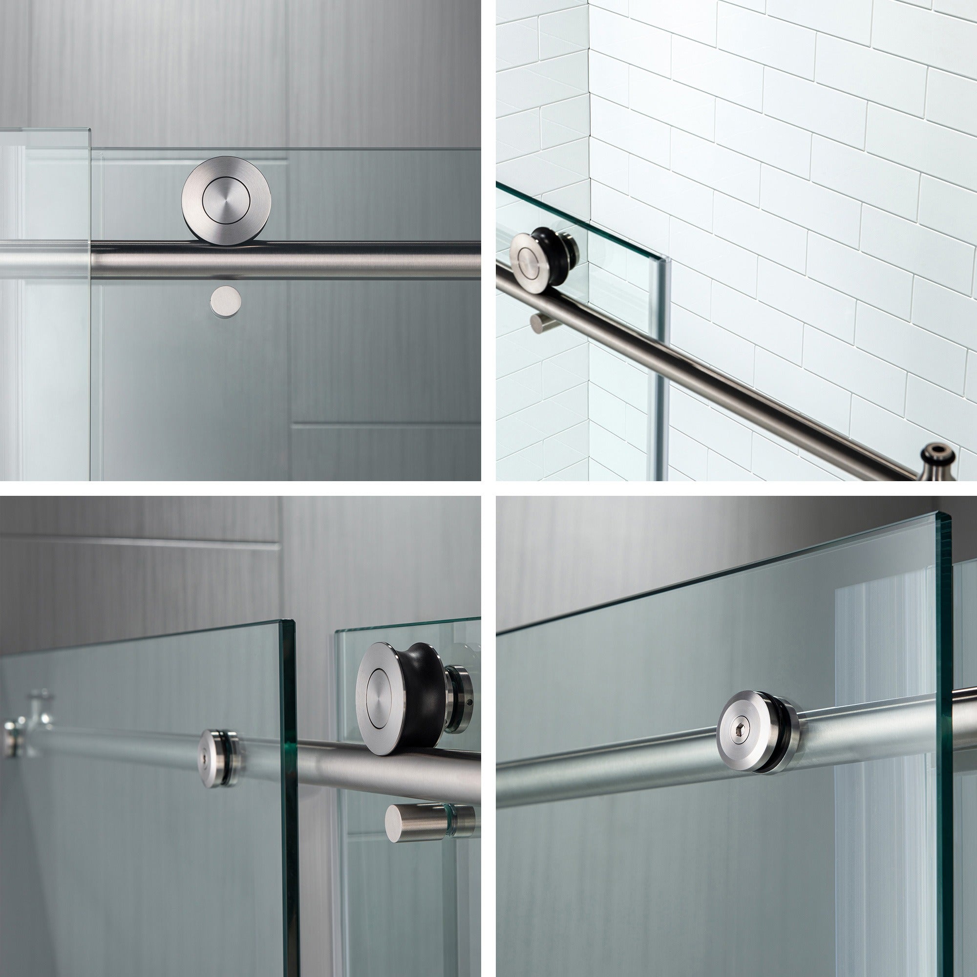 WOODBRIDGE Frameless Single Sliding Shower Door, 56-60" Width x 80"Height with 5/16"(8mm) Clear Tempered Glass, ALPC-6080