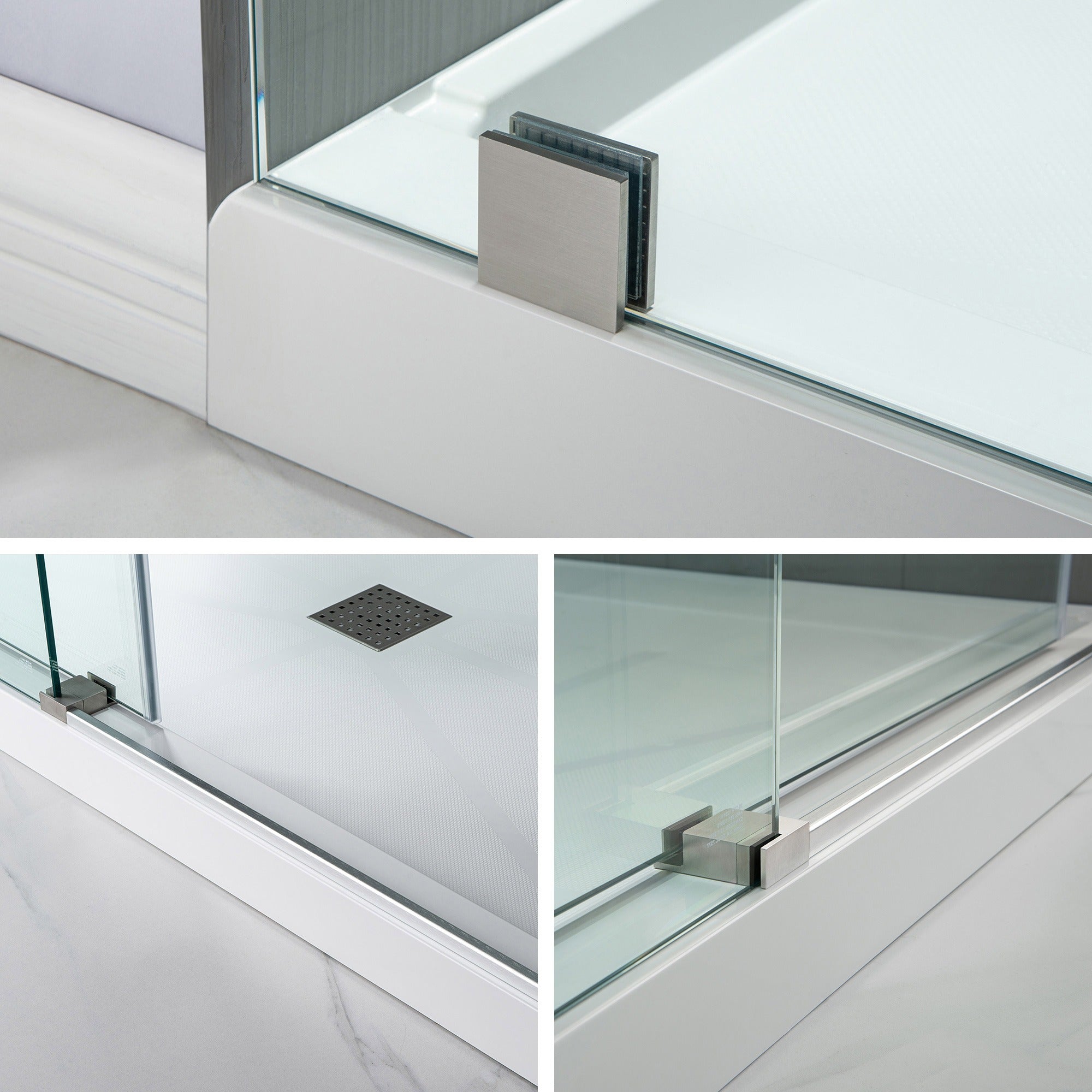 WOODBRIDGE Frameless Single Sliding Shower Door, 56-60" Width x 80"Height with 5/16"(8mm) Clear Tempered Glass, ALPC-6080