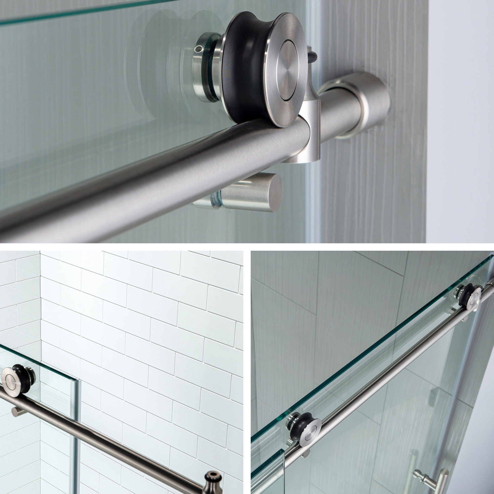 WOODBRIDGE Frameless Single Sliding Shower Door, 56-60" Width x 80"Height with 5/16"(8mm) Clear Tempered Glass, ALPC-6080