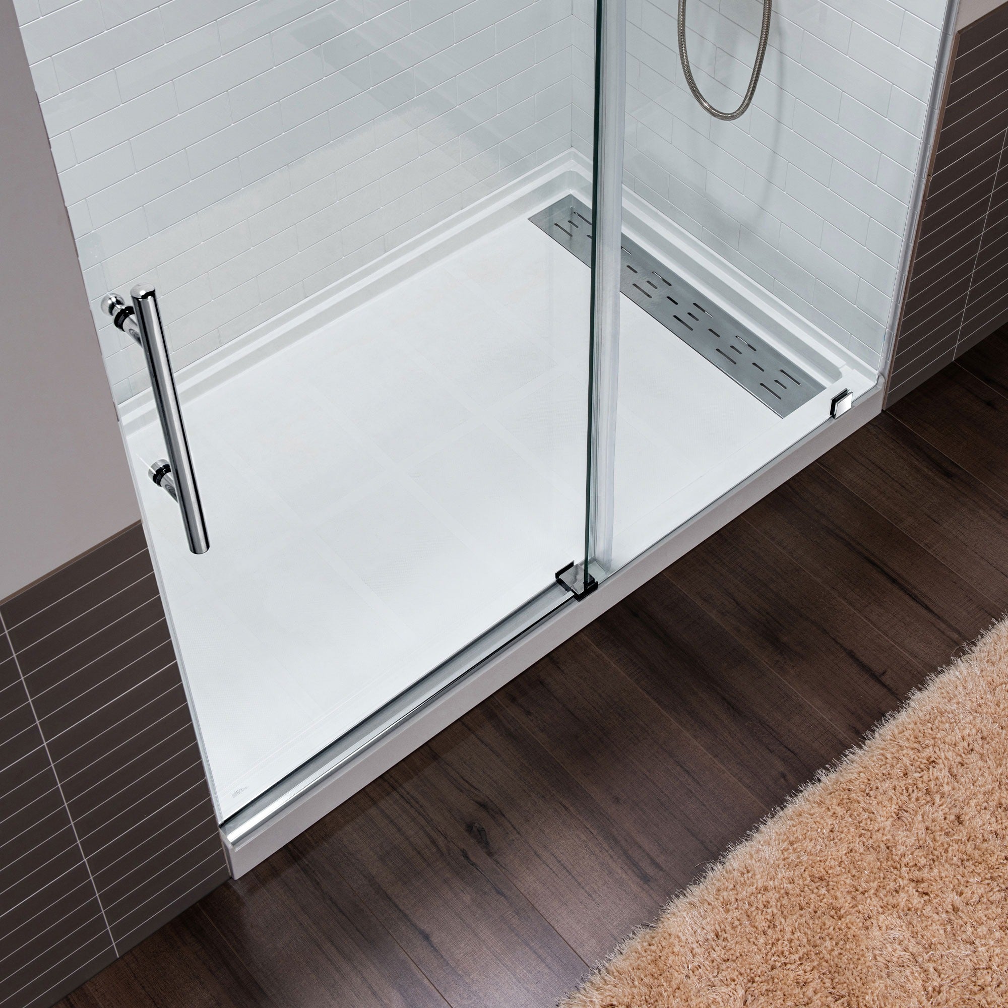 WOODBRIDGE Frameless Single Sliding Shower Door, 56-60" Width x 80"Height with 5/16"(8mm) Clear Tempered Glass, ALPC-6080