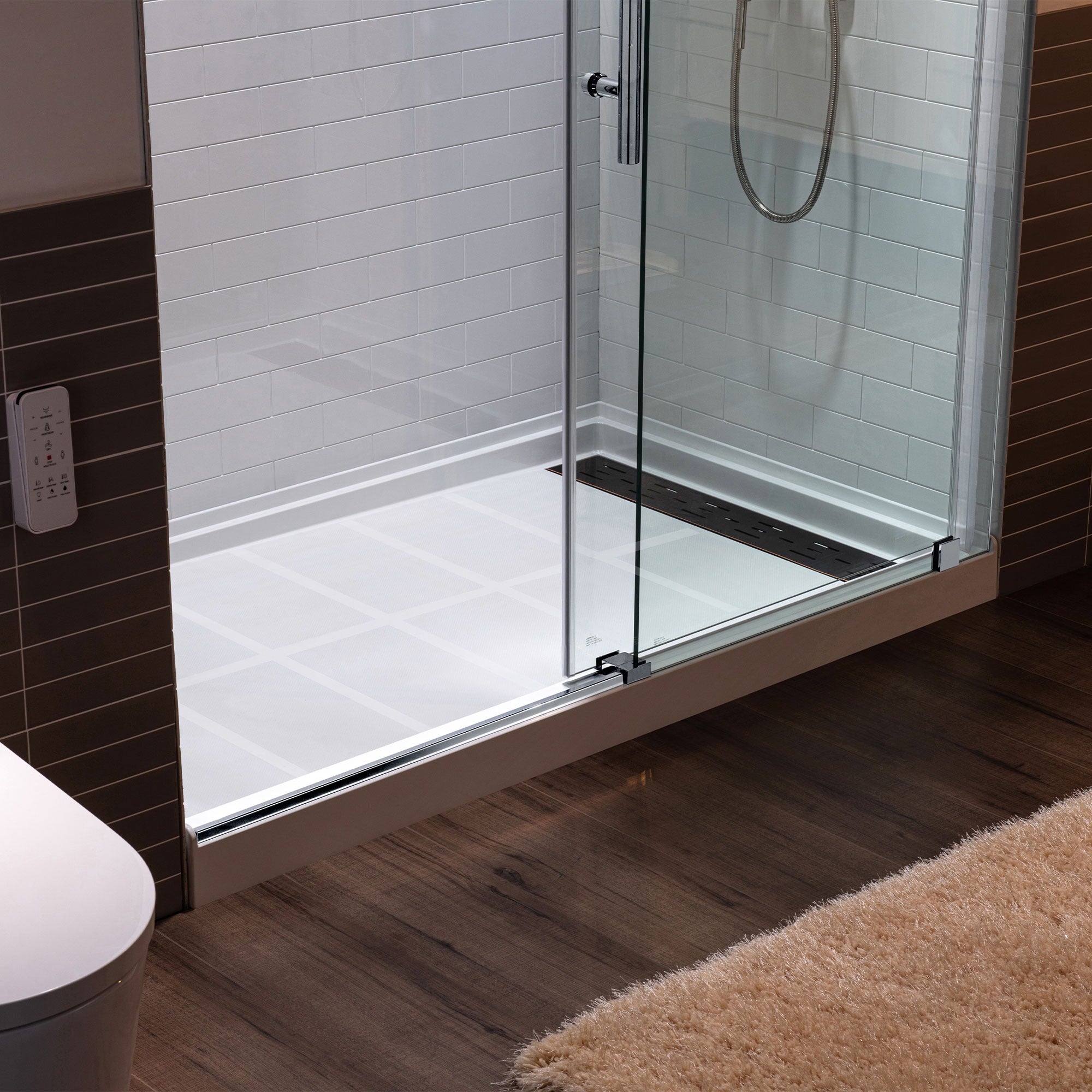 WOODBRIDGE Frameless Single Sliding Shower Door, 56-60" Width x 80"Height with 5/16"(8mm) Clear Tempered Glass, ALPC-6080