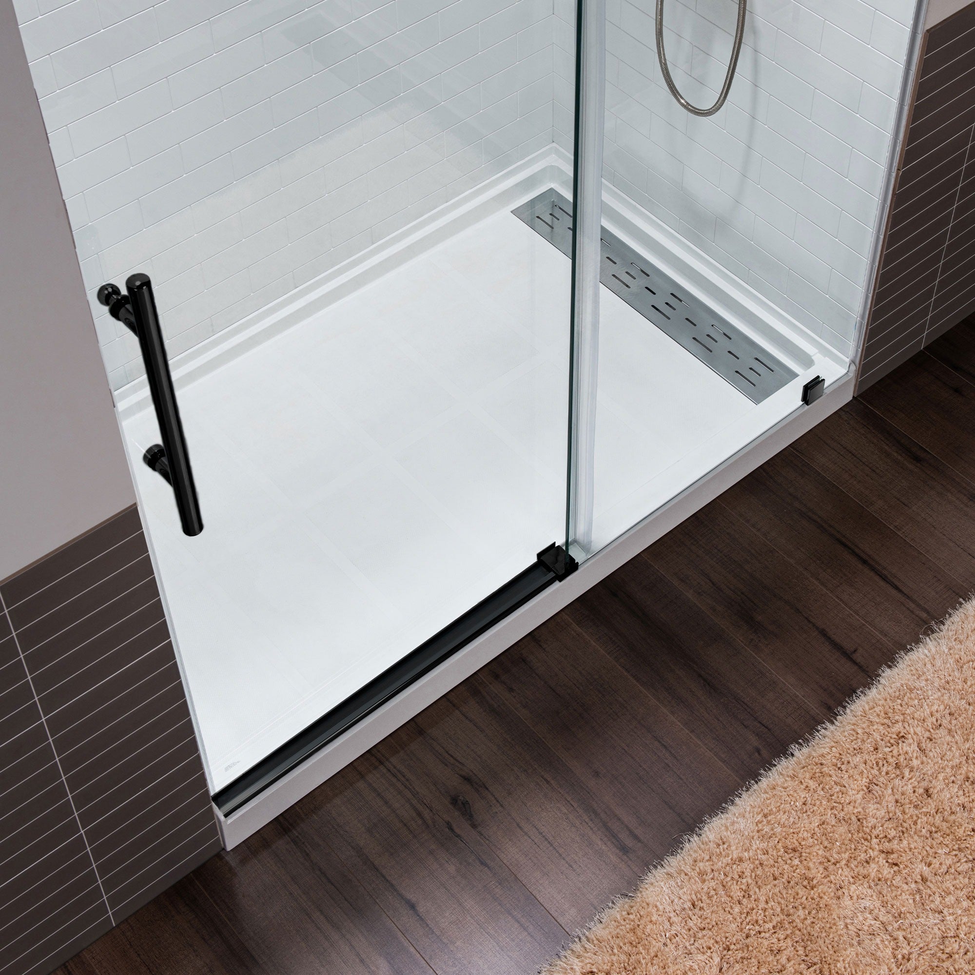 WOODBRIDGE Frameless Single Sliding Shower Door, 56-60" Width x 80"Height with 5/16"(8mm) Clear Tempered Glass, ALPC-6080