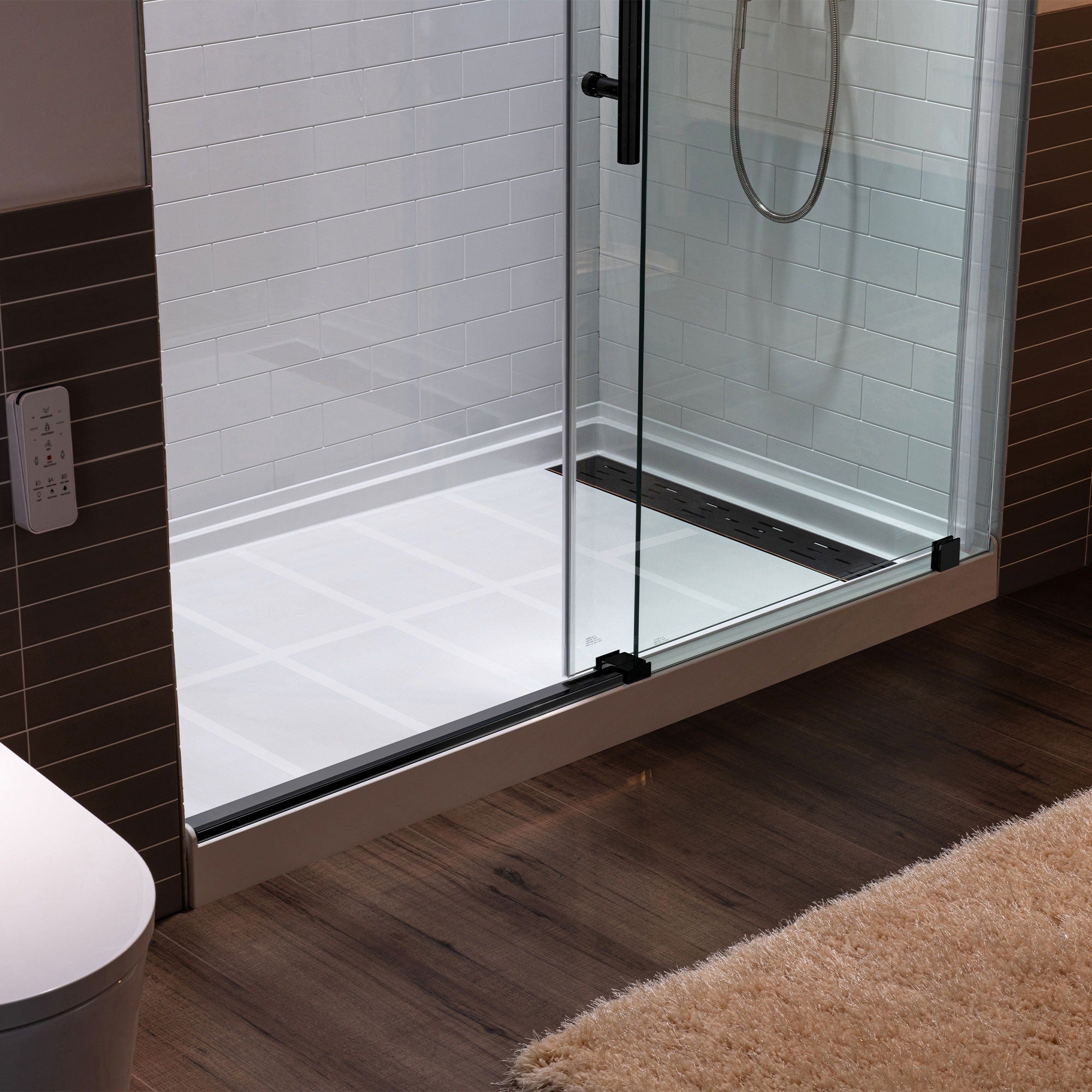 WOODBRIDGE Frameless Single Sliding Shower Door, 56-60" Width x 80"Height with 5/16"(8mm) Clear Tempered Glass, ALPC-6080