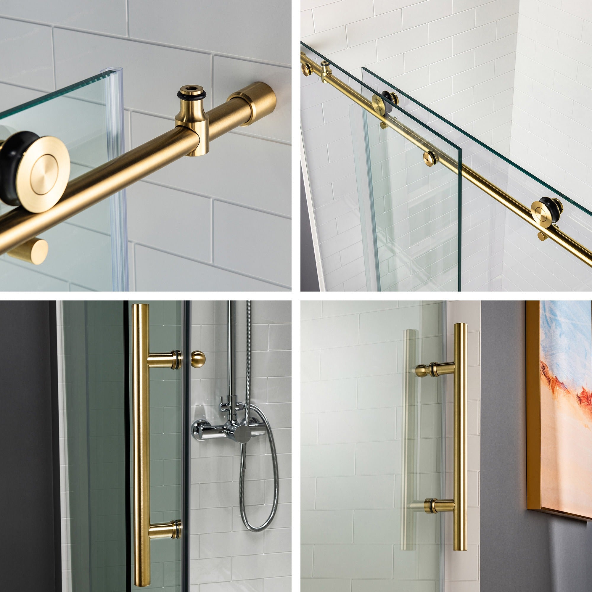 WOODBRIDGE Frameless Single Sliding Shower Door, 56-60" Width x 80"Height with 5/16"(8mm) Clear Tempered Glass, ALPC-6080