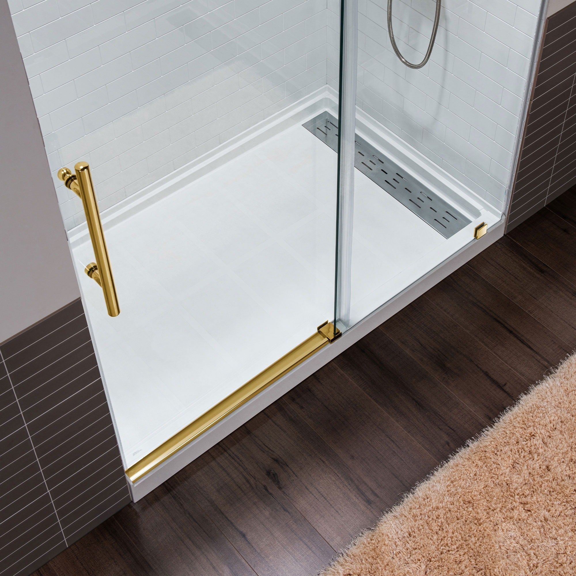 WOODBRIDGE Frameless Single Sliding Shower Door, 56-60" Width x 80"Height with 5/16"(8mm) Clear Tempered Glass, ALPC-6080