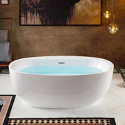 WOODBRIDGE 66" Acrylic Freestanding Bathtub Contemporary Soaking Tub with Drain & Overflow, B0027