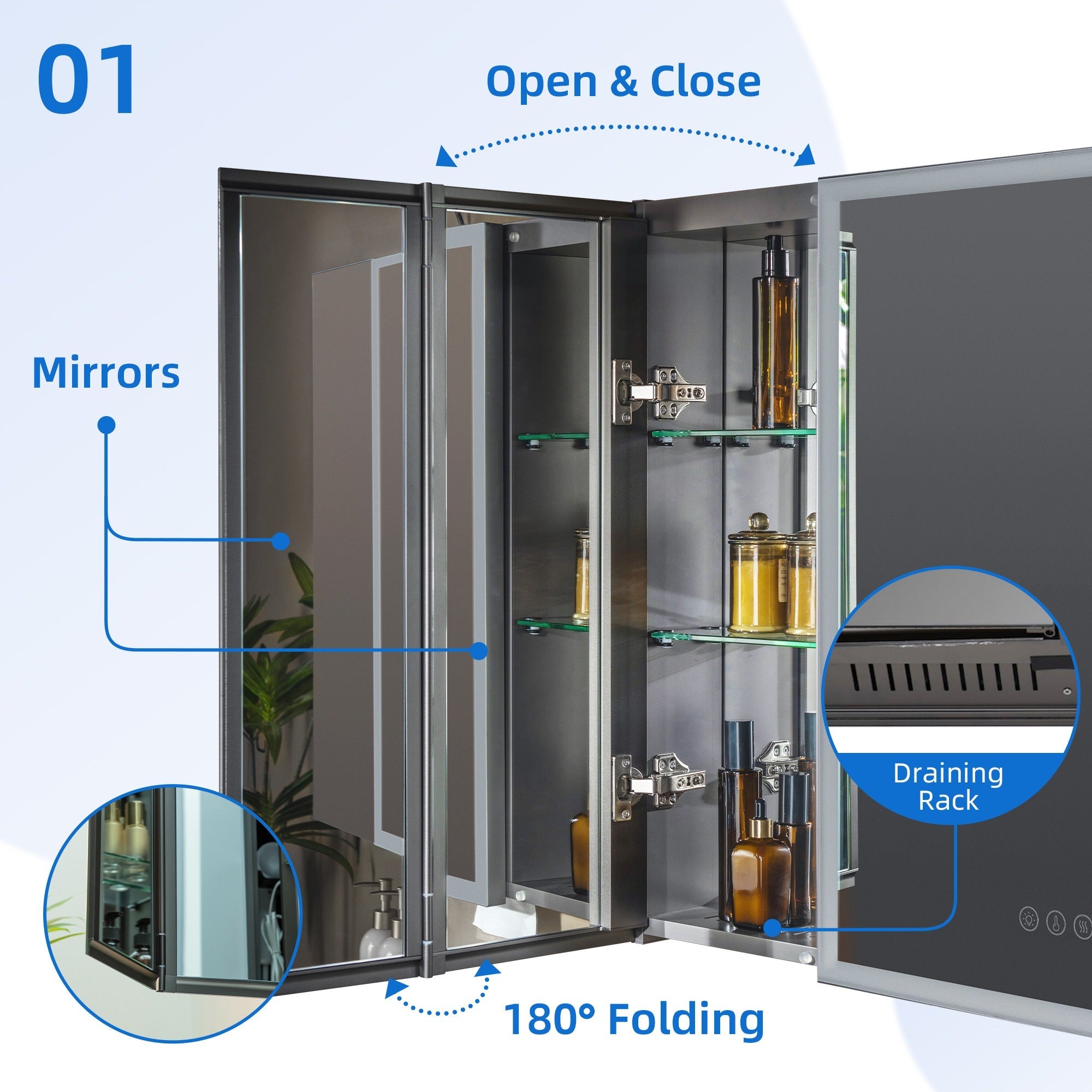 WOODBRIDGE Modern Smart Storage Medicine Cabinet