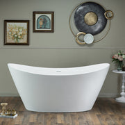 WOODBRIDGE 67 in. x 31.5 in. Stone Resin Luxury Contemporary Solid Surface Freestanding Bathtub in Matte White EST0015