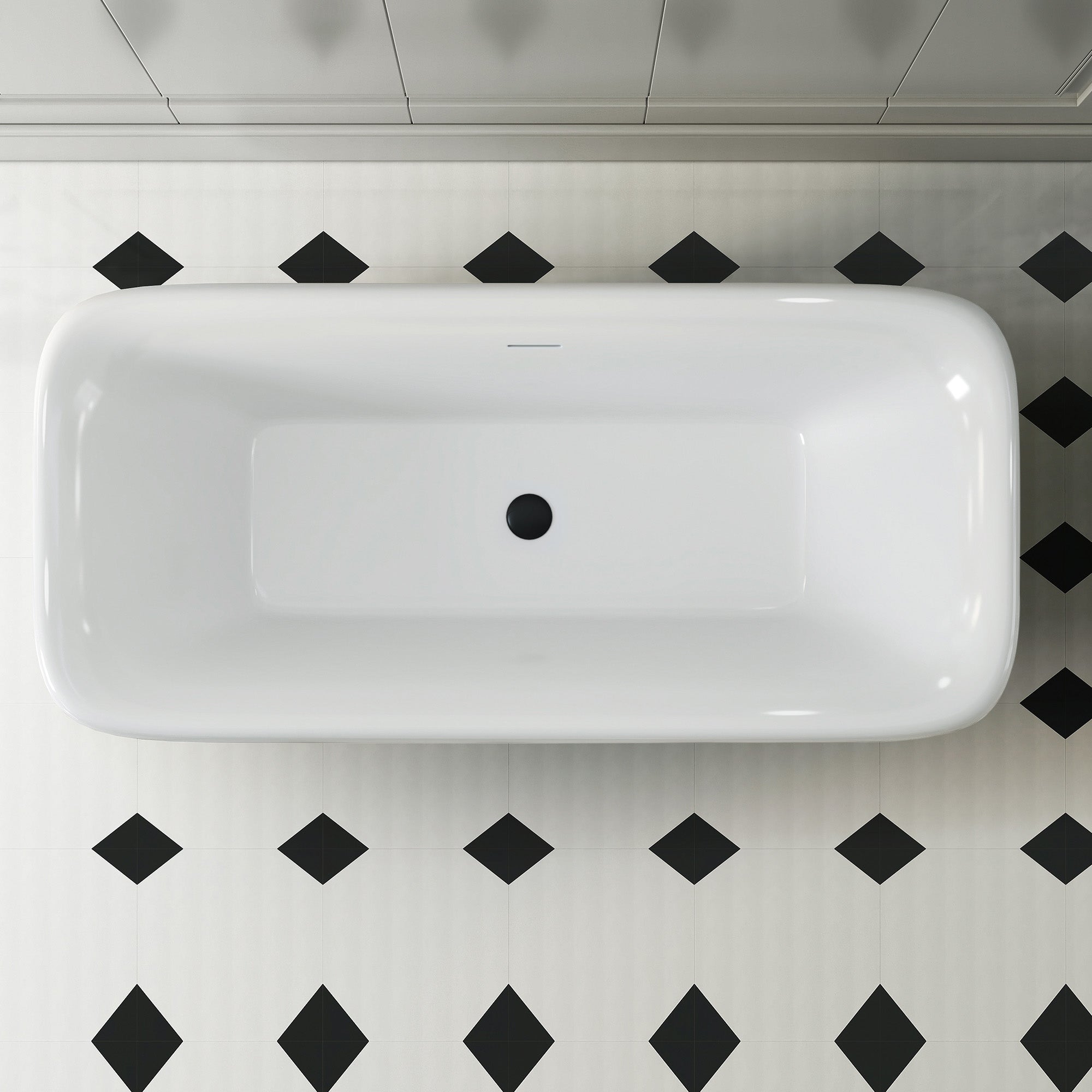 WOODBRIDGE 71 x 33.5 x 24.75" Freestanding Soaking Bathtub with Matte Black Drain, White WE005