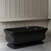 WOODBRIDGE 71 X 33.5 X 24.75" freestanding soaking bathtub with matte black drain included, Black WE006