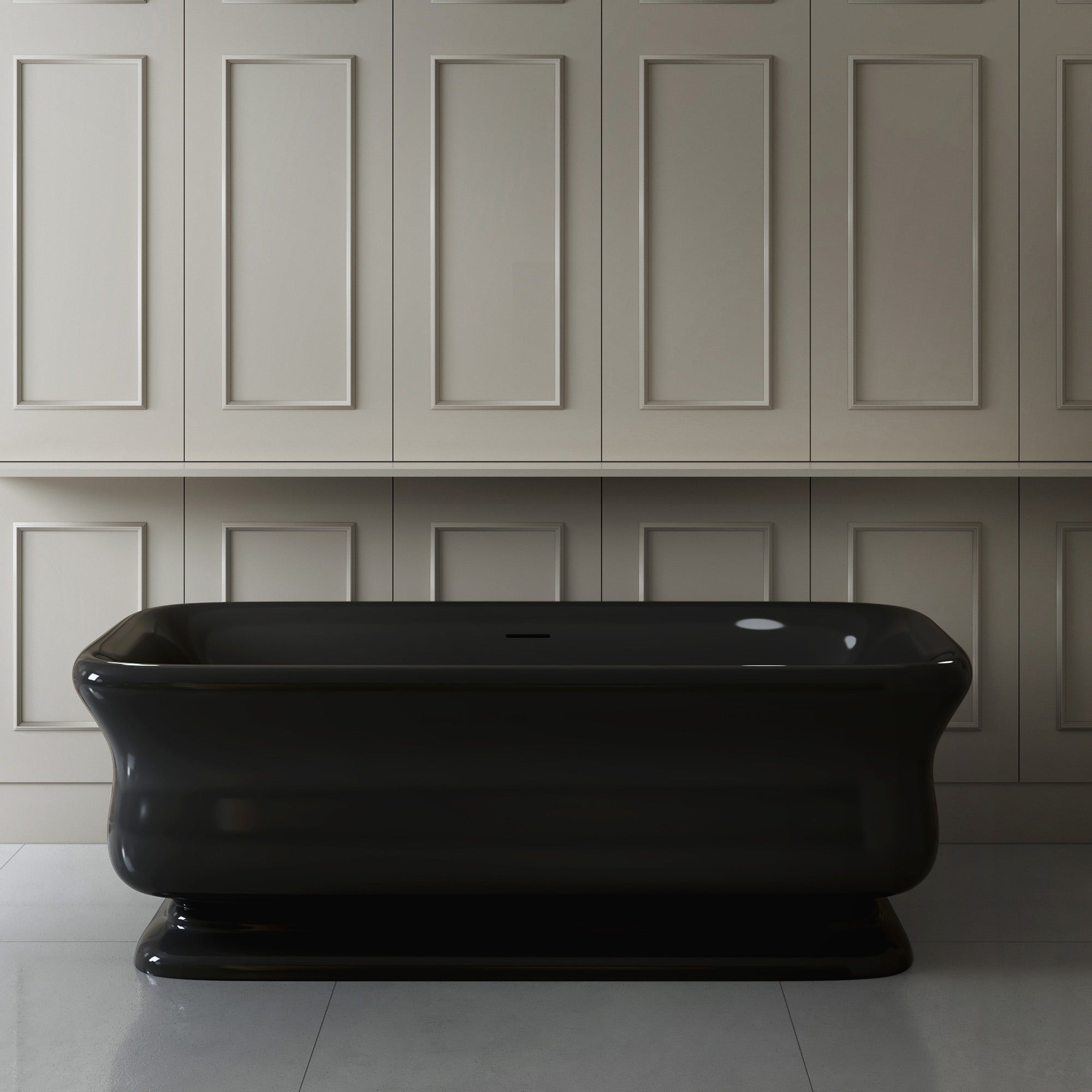 WOODBRIDGE 71 X 33.5 X 24.75" freestanding soaking bathtub with matte black drain included, Black WE006
