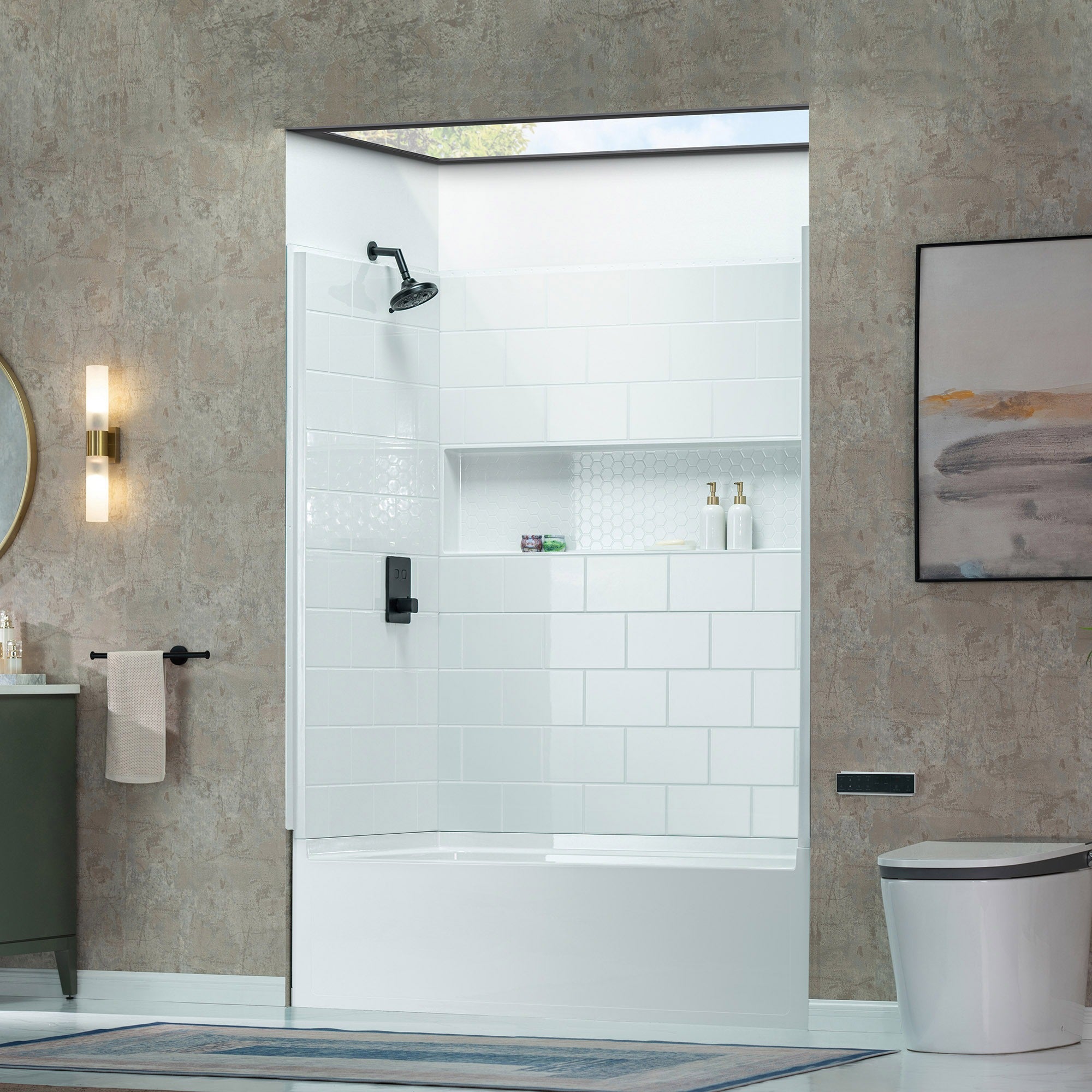 Woodbridge 60” x 32” Alcove Soaking Tub & 4-Piece Surround Combo