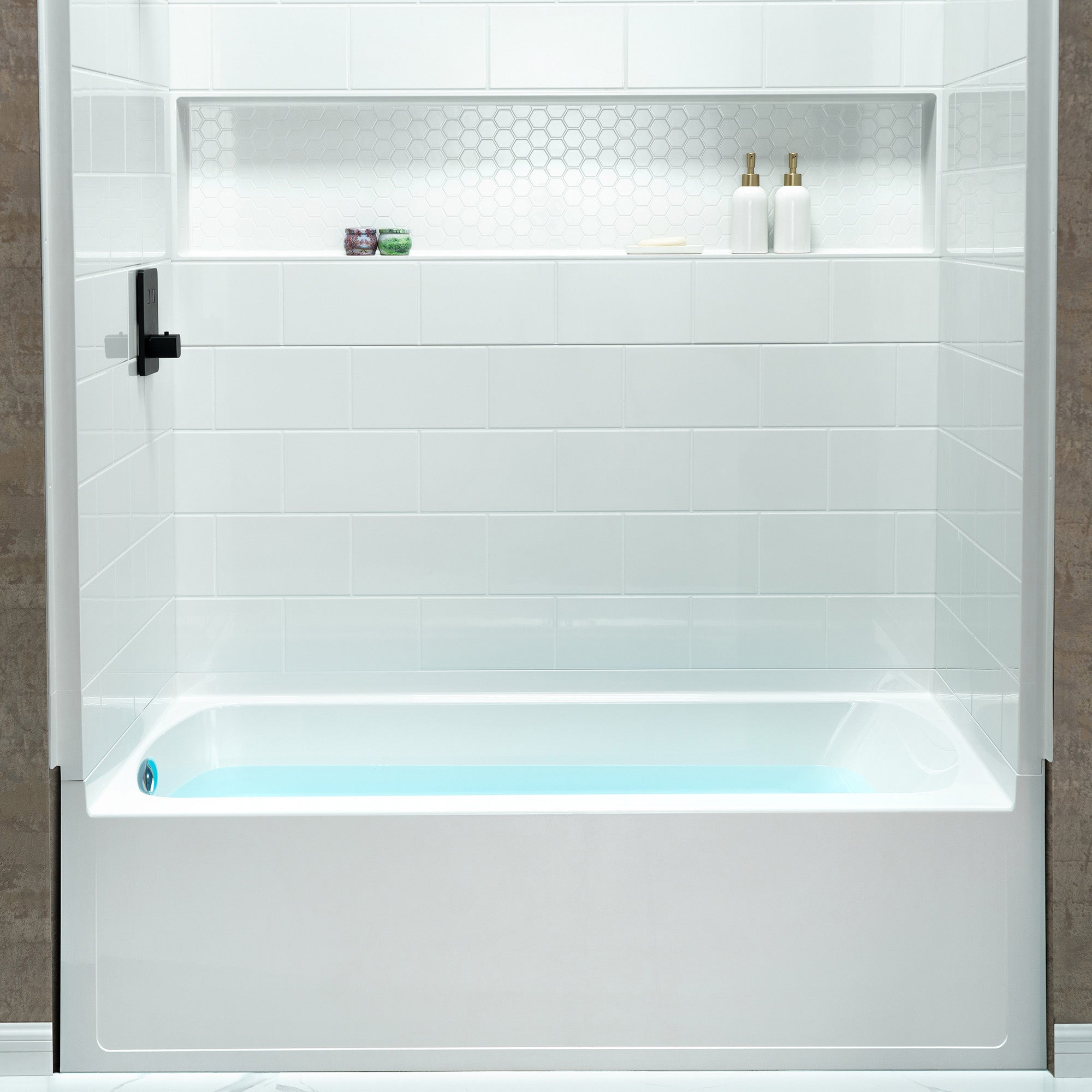 Woodbridge 60” x 32” Alcove Soaking Tub & 4-Piece Surround Combo