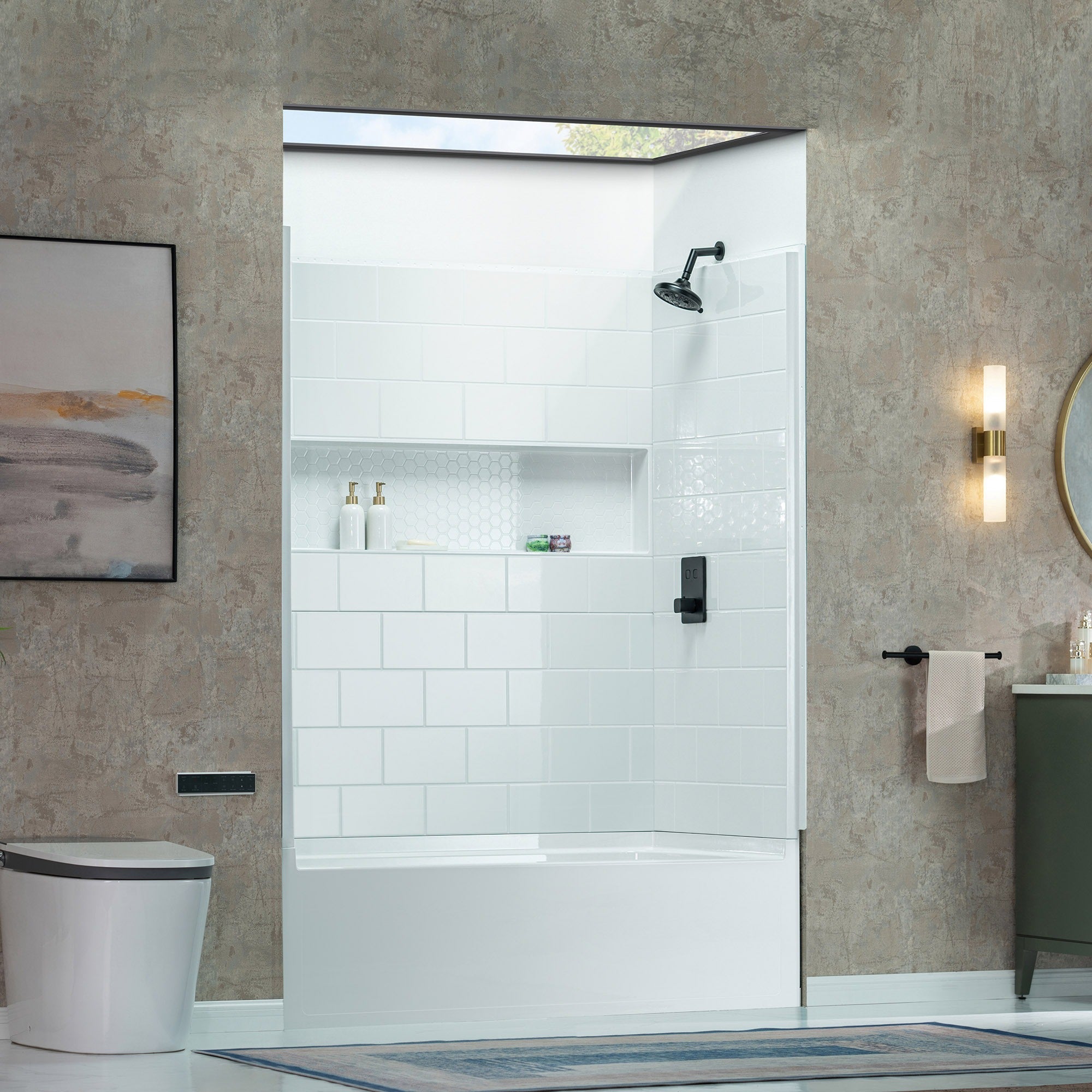 Woodbridge 60” x 32” Alcove Soaking Tub & 4-Piece Surround Combo