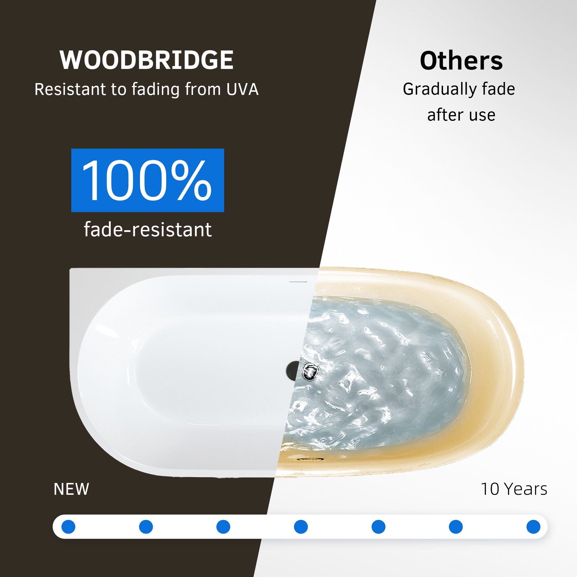 WOODBRIDGE 59" Back-to-Wall Freestanding Soaking Bathtub with Matte Black Drain, WE008