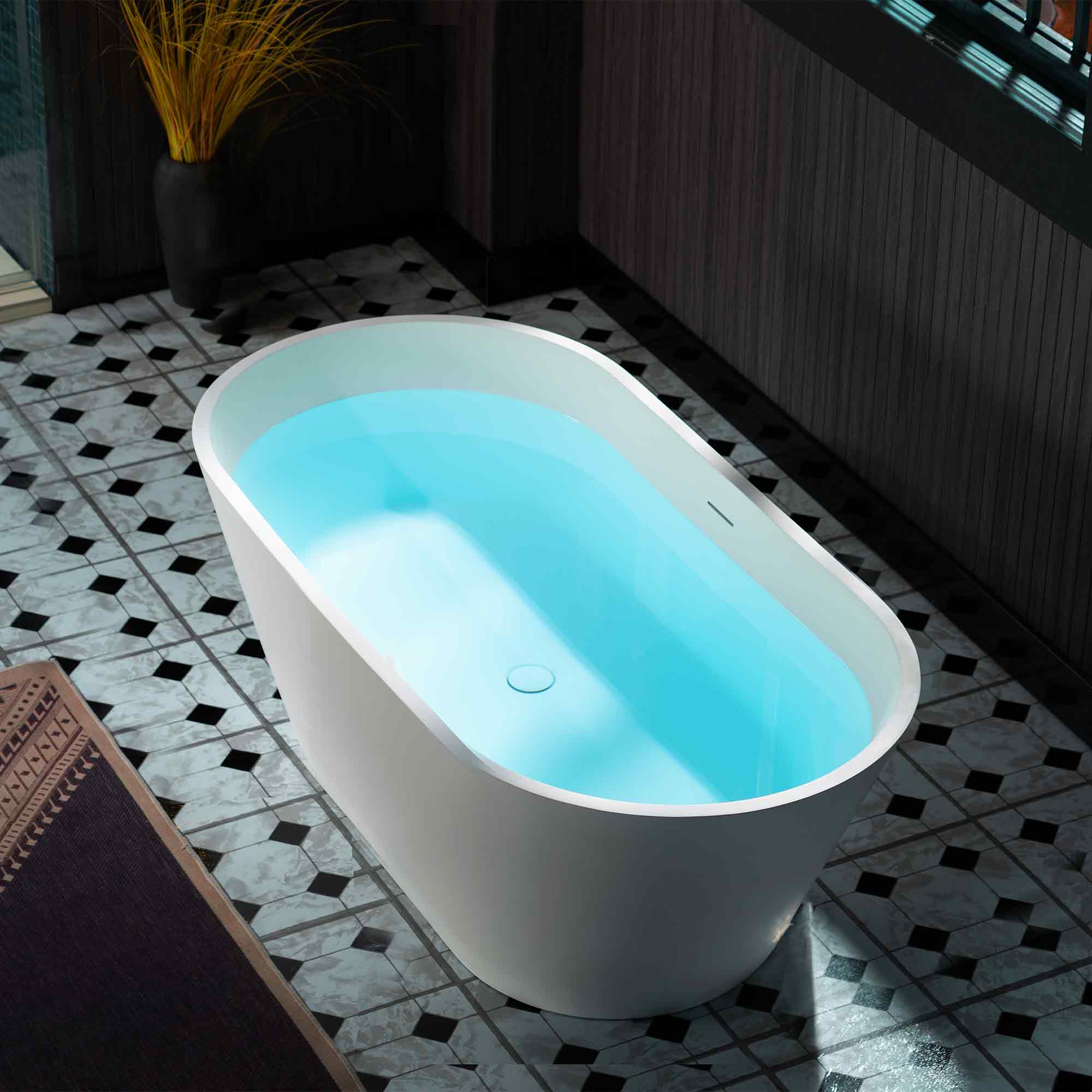 WOODBRIDGE 59" Solid Surface Freestanding Bathtub – Matte White – B0041-2.0