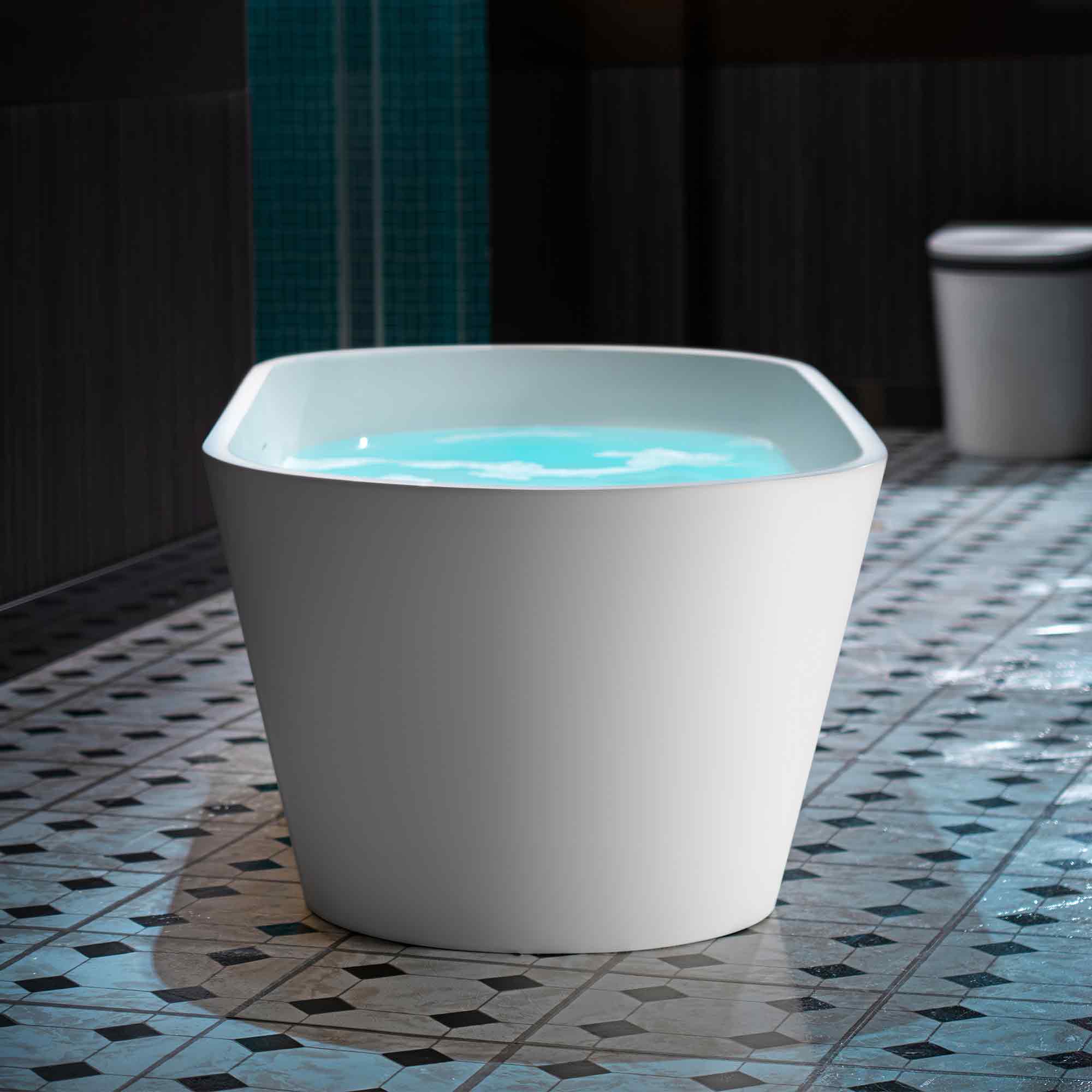 WOODBRIDGE 59" Solid Surface Freestanding Bathtub – Matte White – B0041-2.0