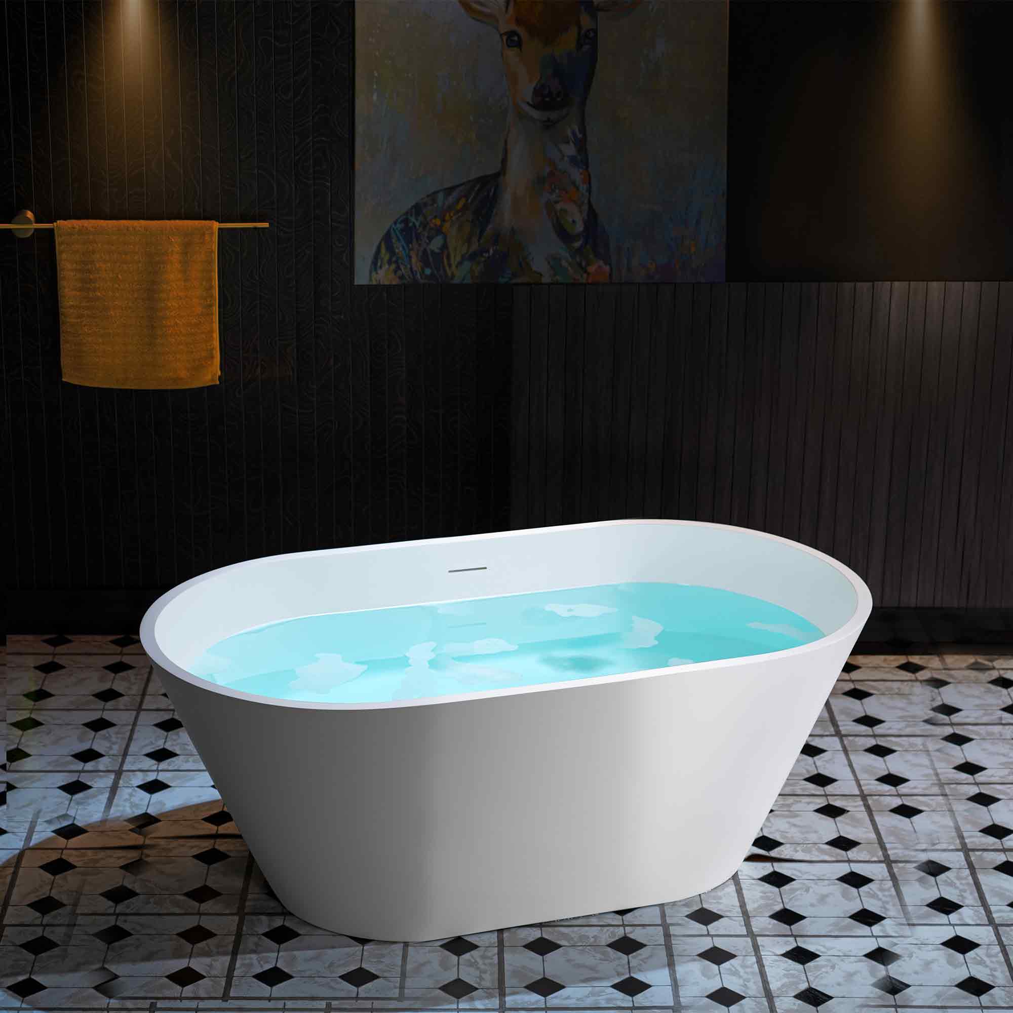 WOODBRIDGE 59" Solid Surface Freestanding Bathtub – Matte White – B0041-2.0