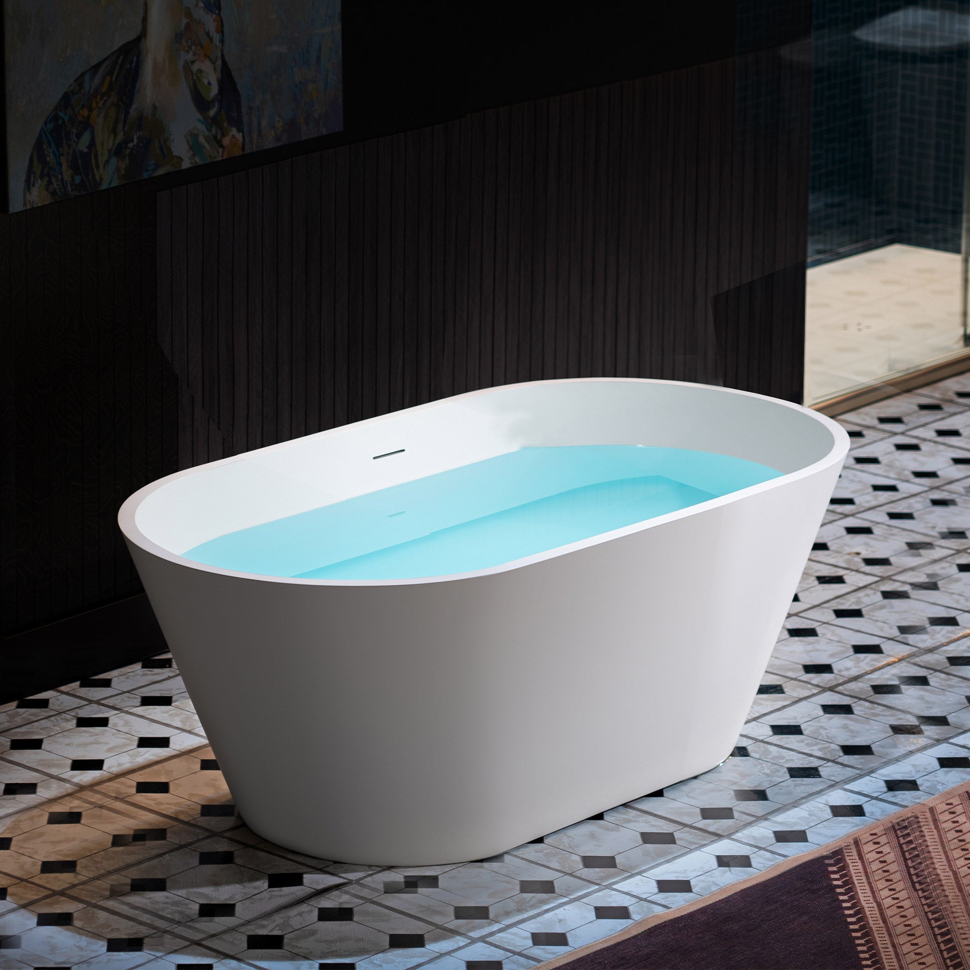 WOODBRIDGE 59" Solid Surface Freestanding Bathtub – Matte White – B0041-2.0