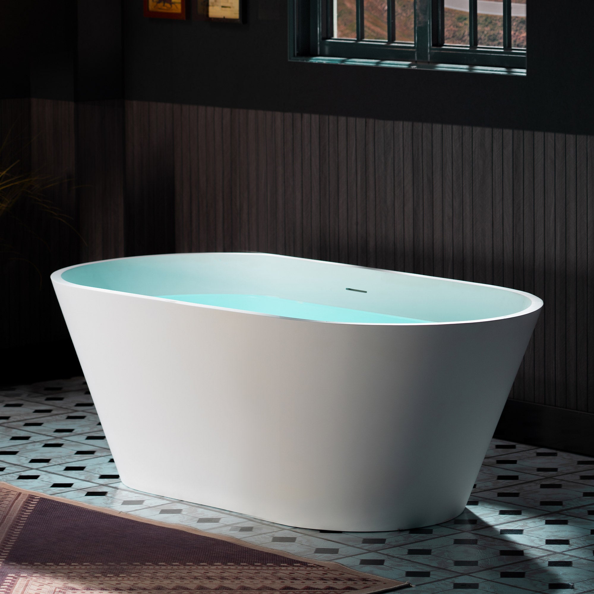 WOODBRIDGE 59" Solid Surface Freestanding Bathtub – Matte White – B0041-2.0